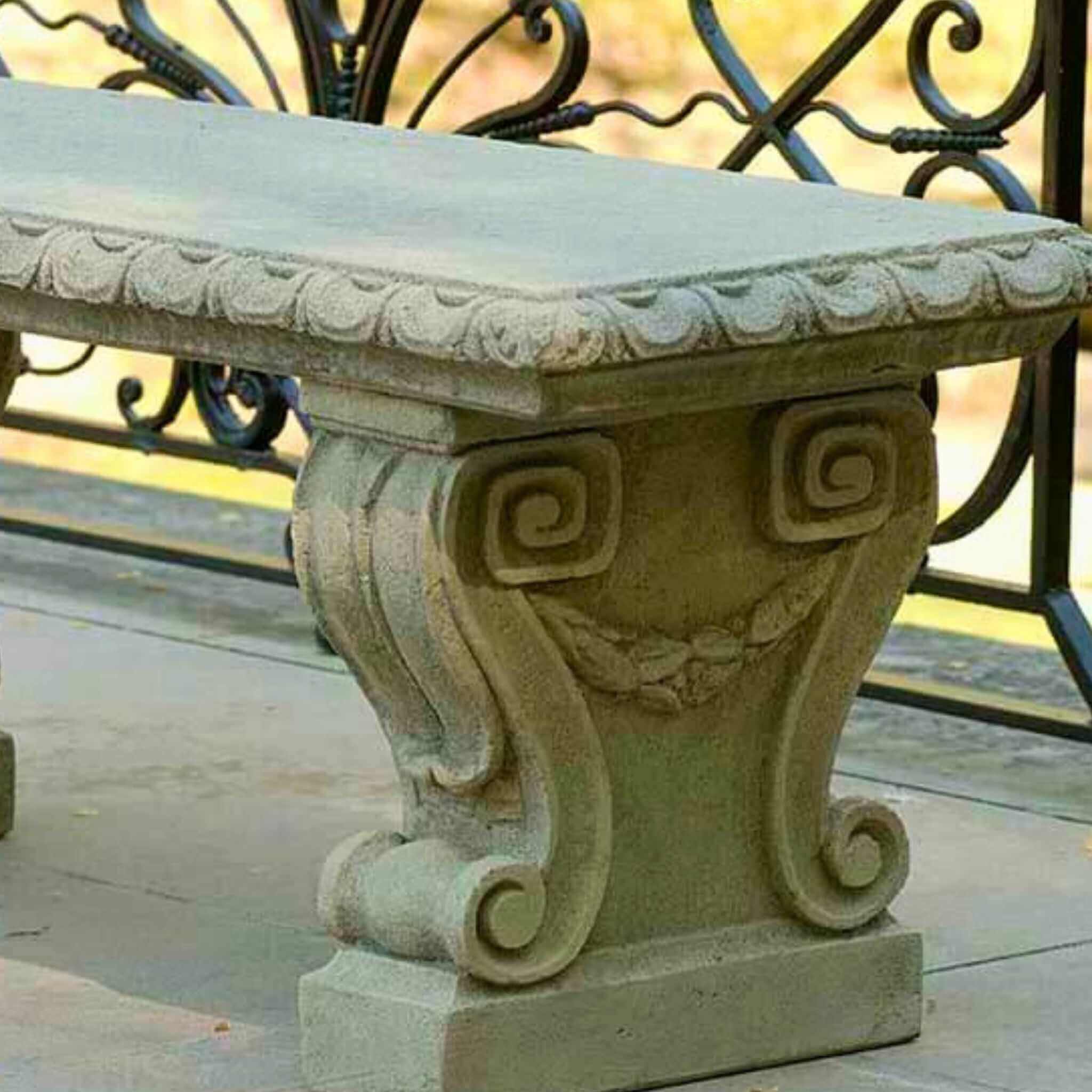 Longwood Main Fountain Concrete Garden Bench - Campania #BE33