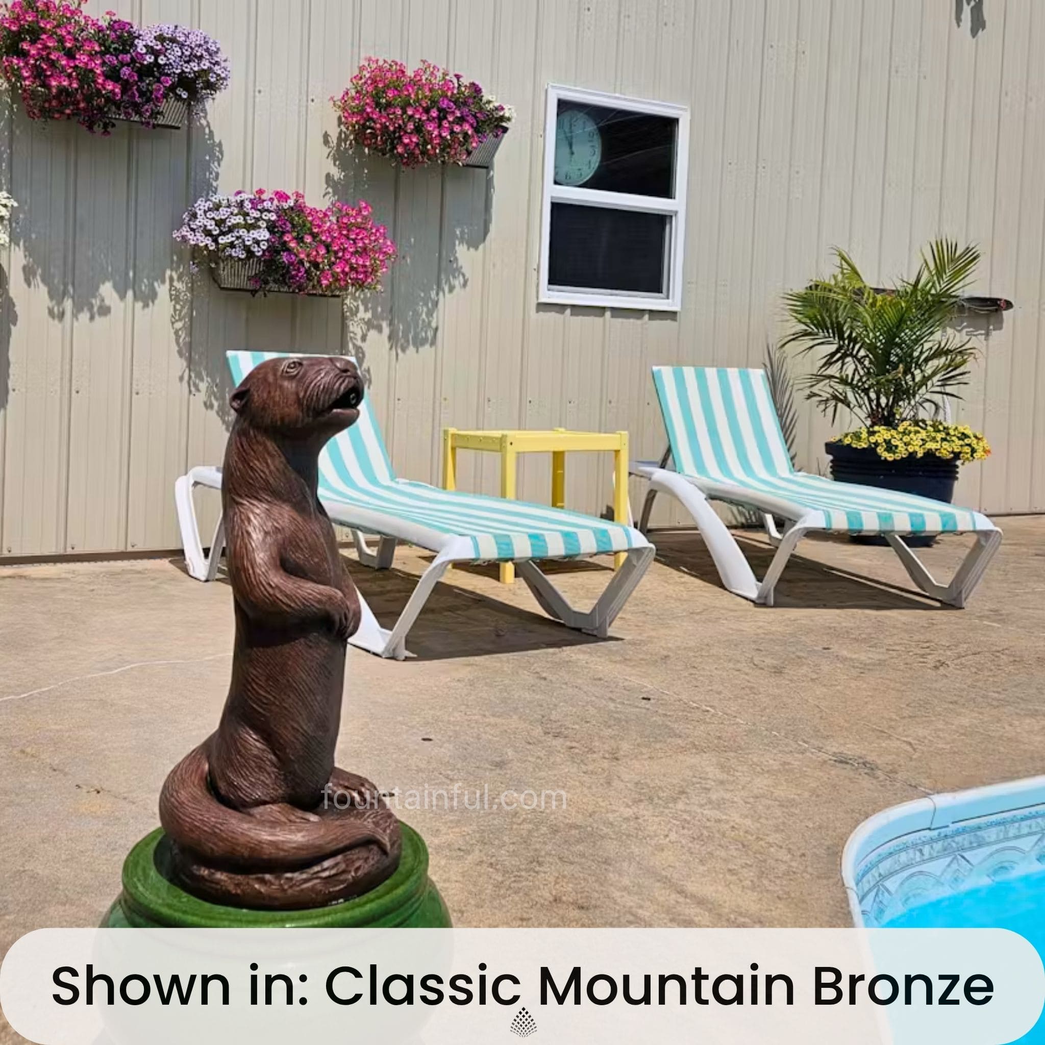 Otter Plumbed Concrete Statue - Massarellis #2336