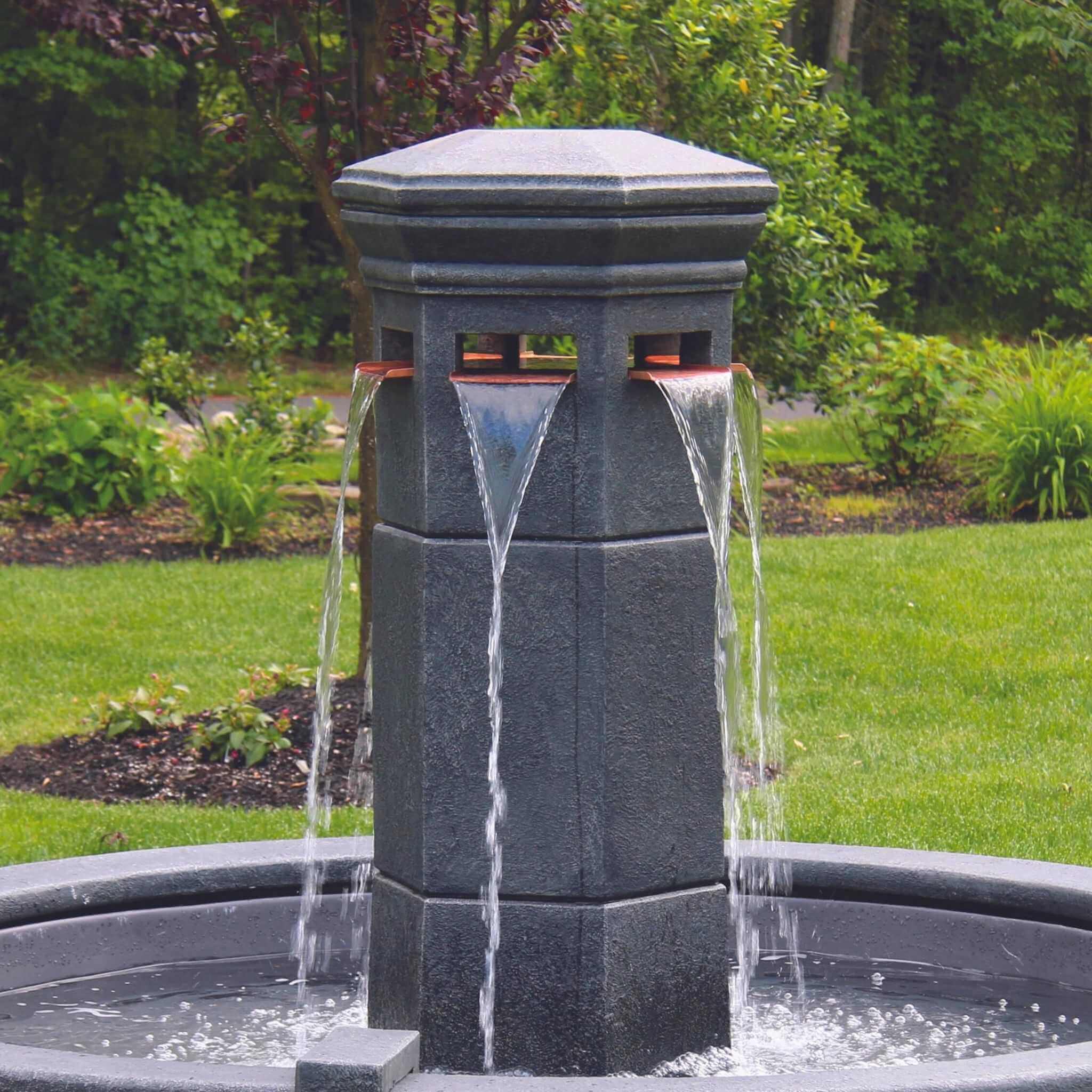 Volterra Column Concrete Fountain w/Pool - Massarellis #3878