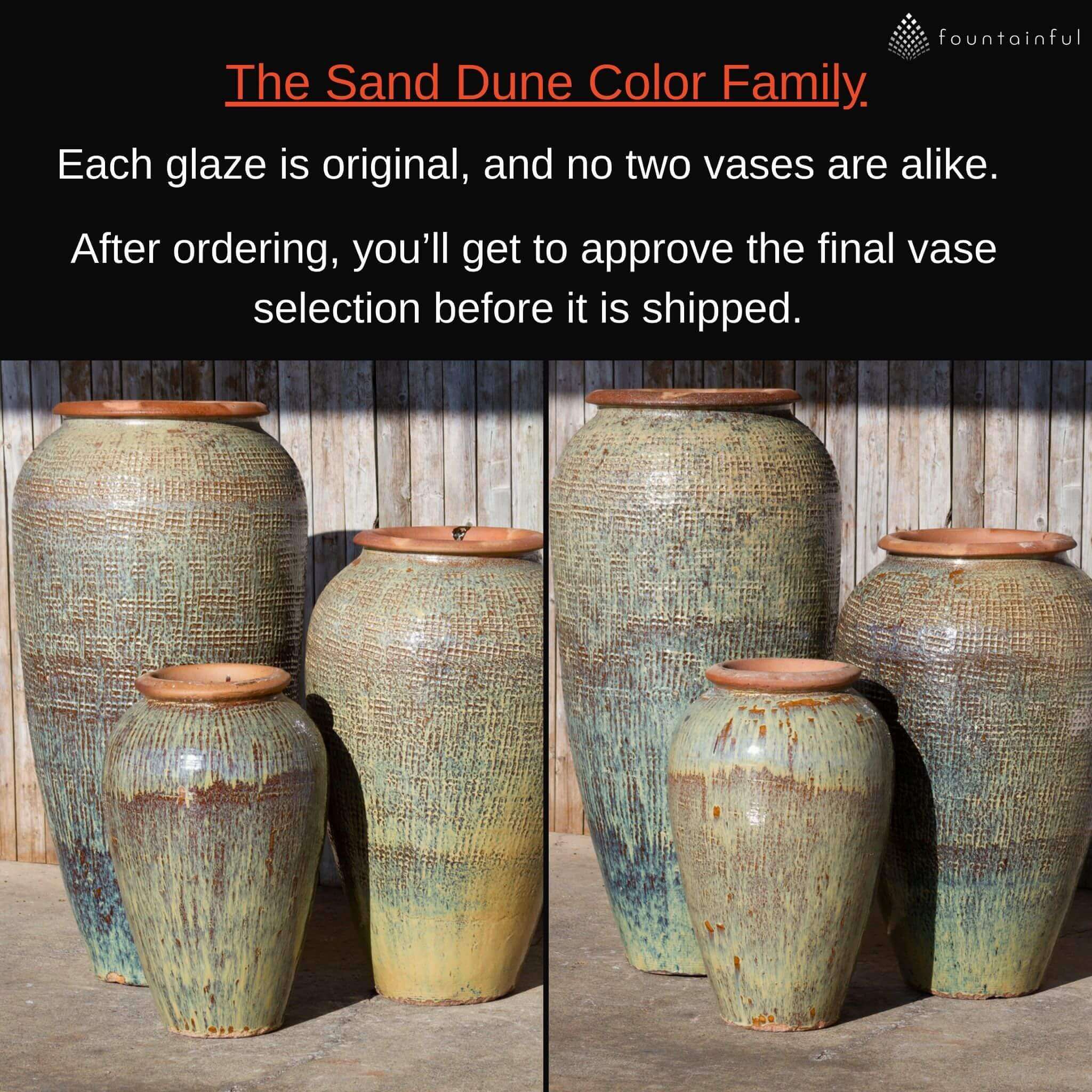 Triple Tuscany Vase "Sand Dune" Water Fountain - Complete Kit - Blue Thumb