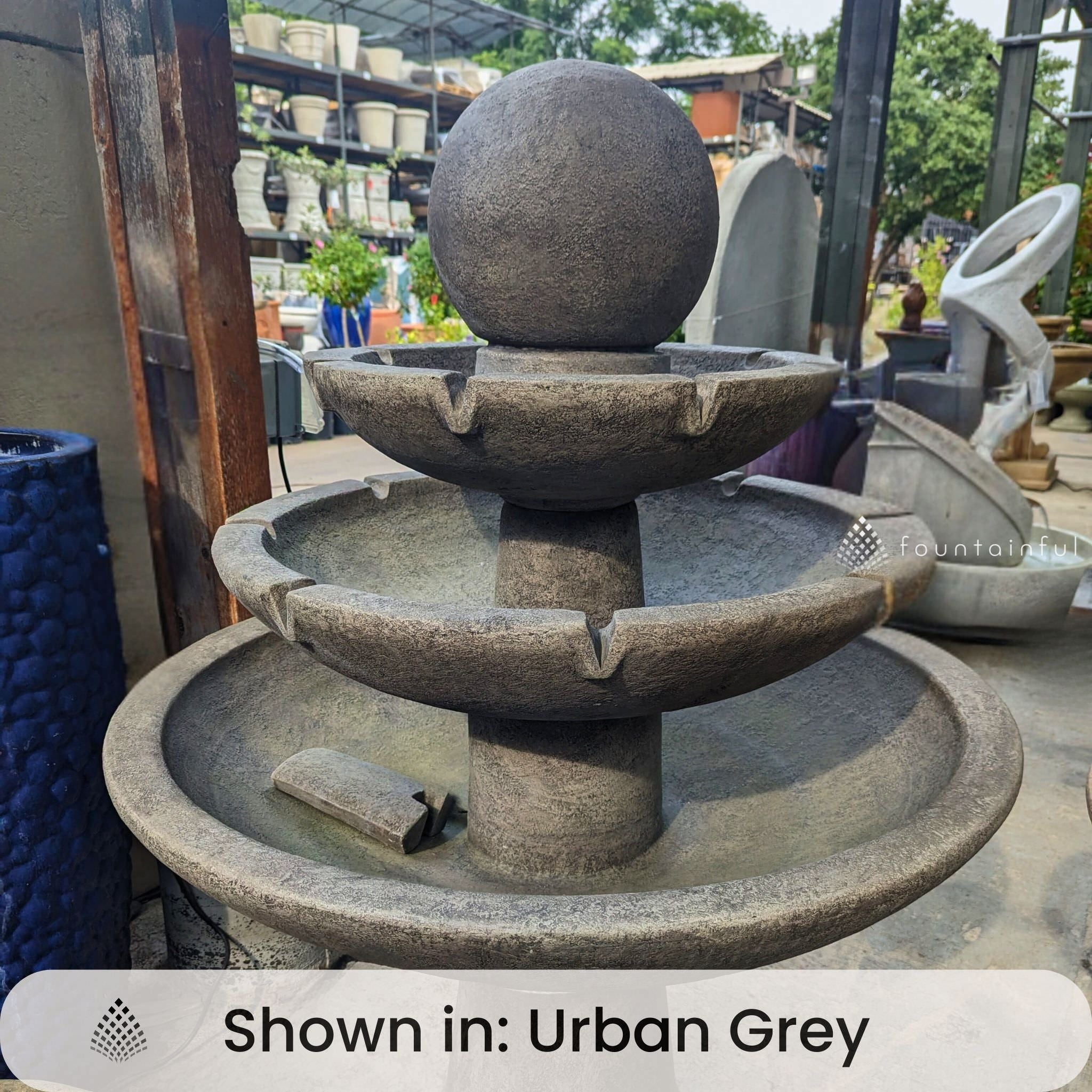 Tranquility Sphere 3-Tier Concrete Fountain - Massarellis #3696