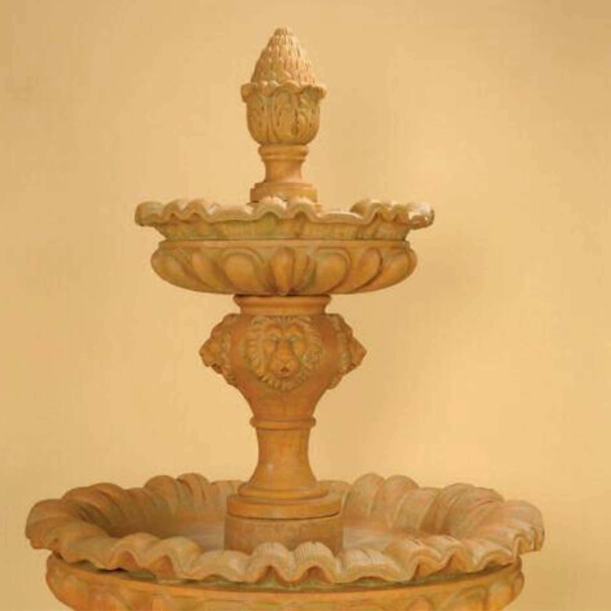 Venezia 2-Tier Lion Head Concrete Fountain - Thumbnail 4