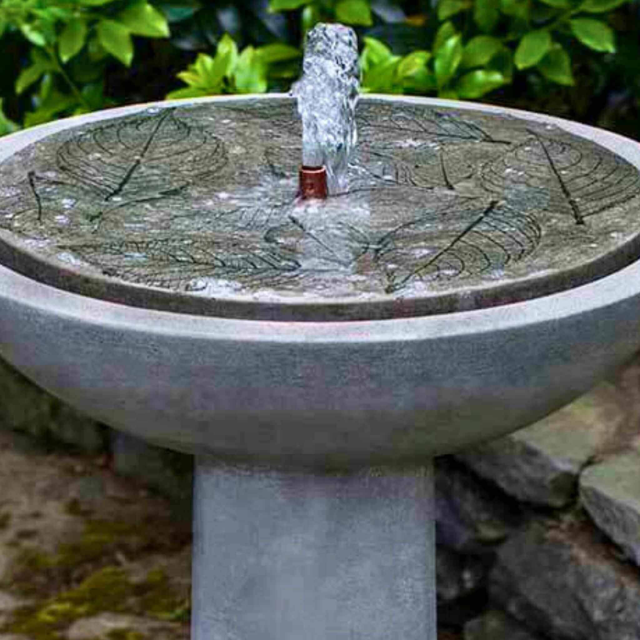Hydrangea Leaves Concrete Birdbath Fountain - Campania #FT248