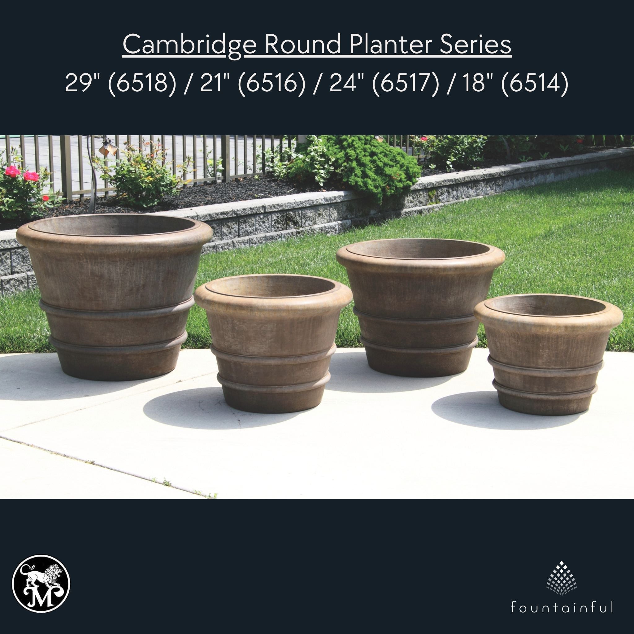 Cambridge Round Concrete Planters - Massarellis