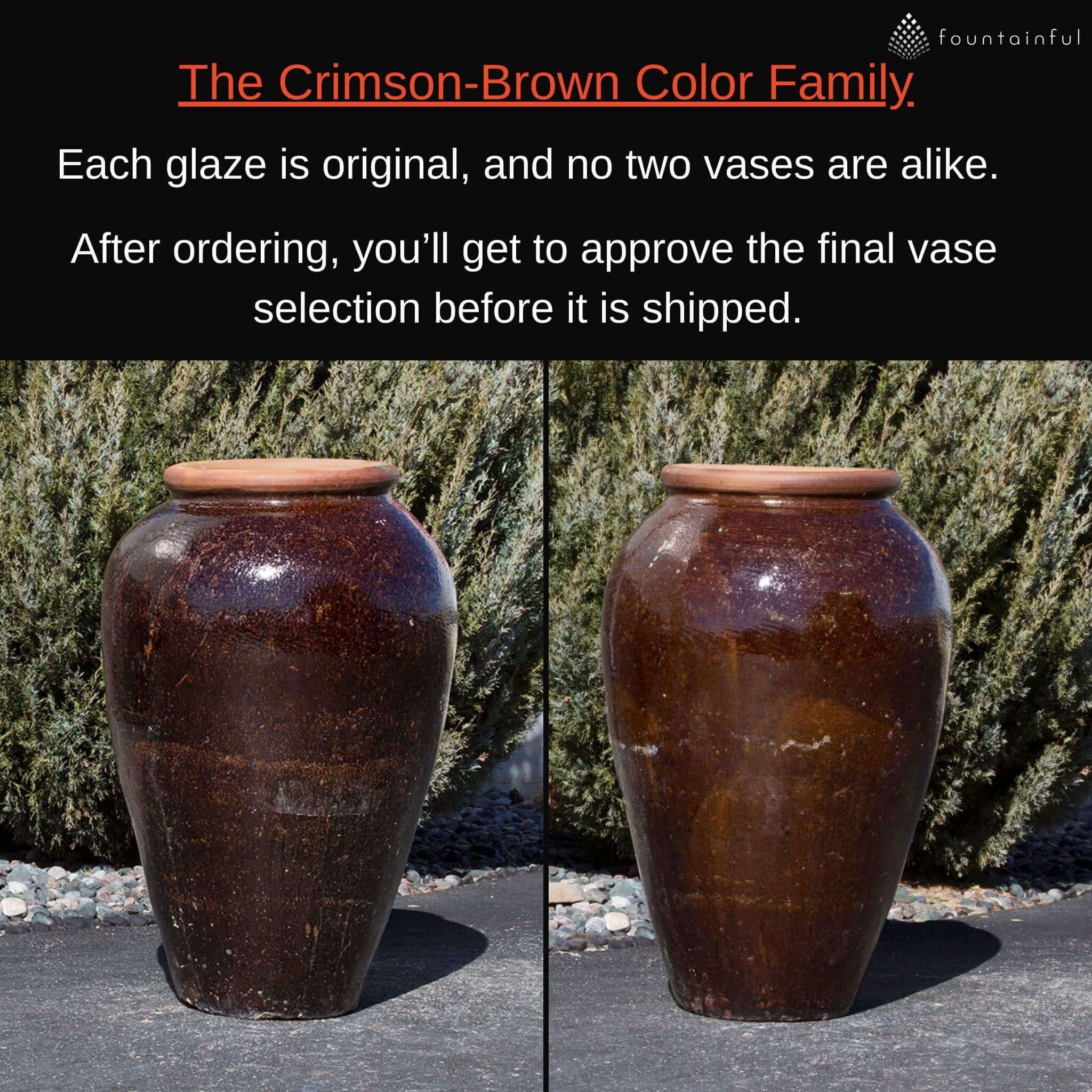 41" Tuscany Vase "Crimson Brown" Water Fountain - Complete Kit - Blue Thumb