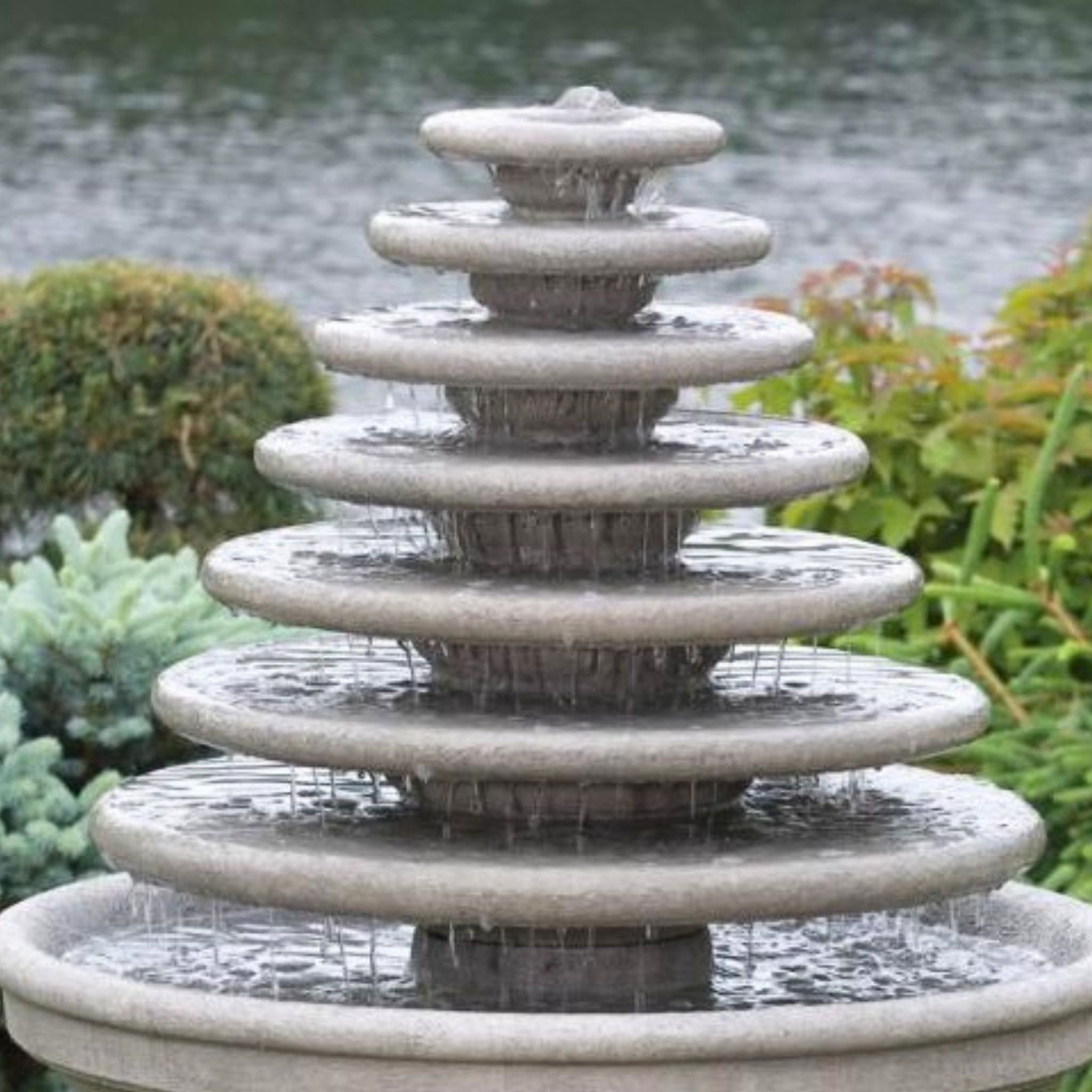 Gozo 7-Tier Concrete Garden Fountain - Massarellis #3663