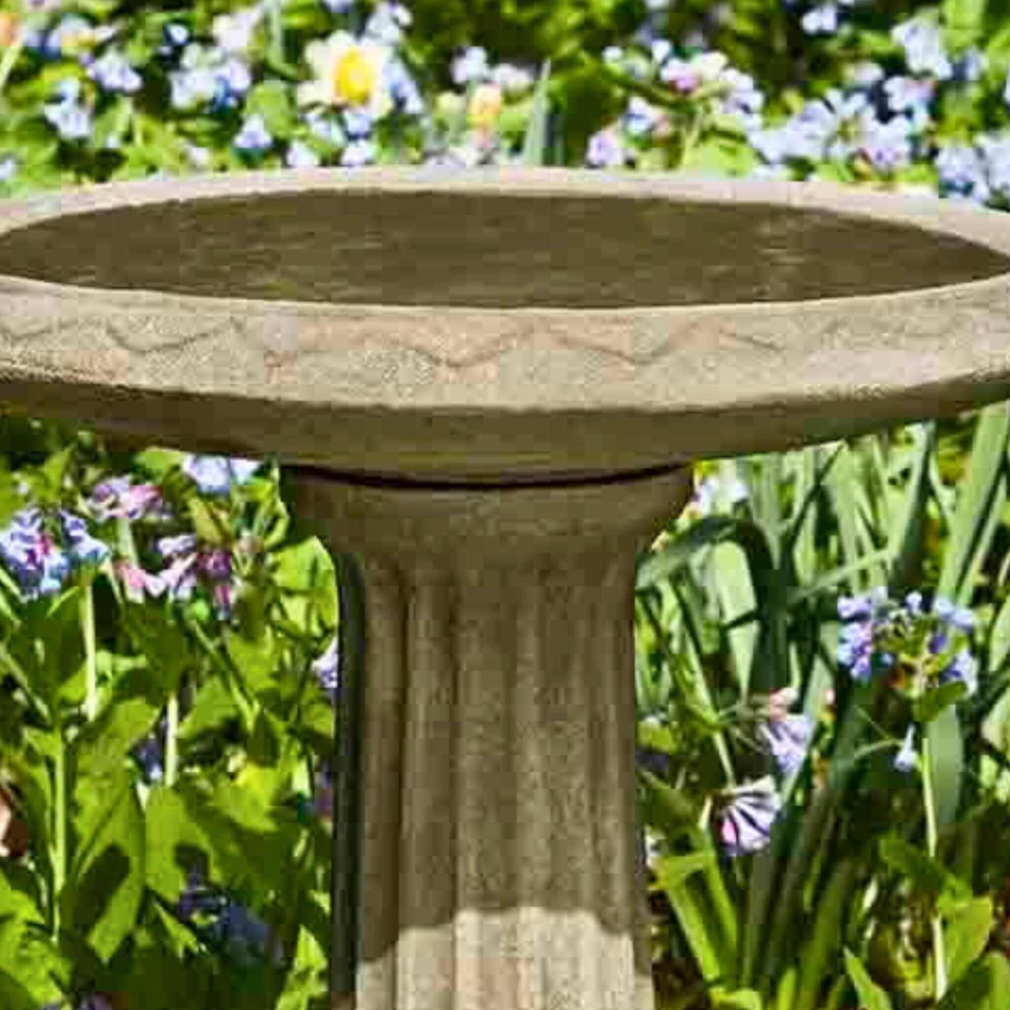 Cottage Garden Concrete Bird Bath - Campania #B135