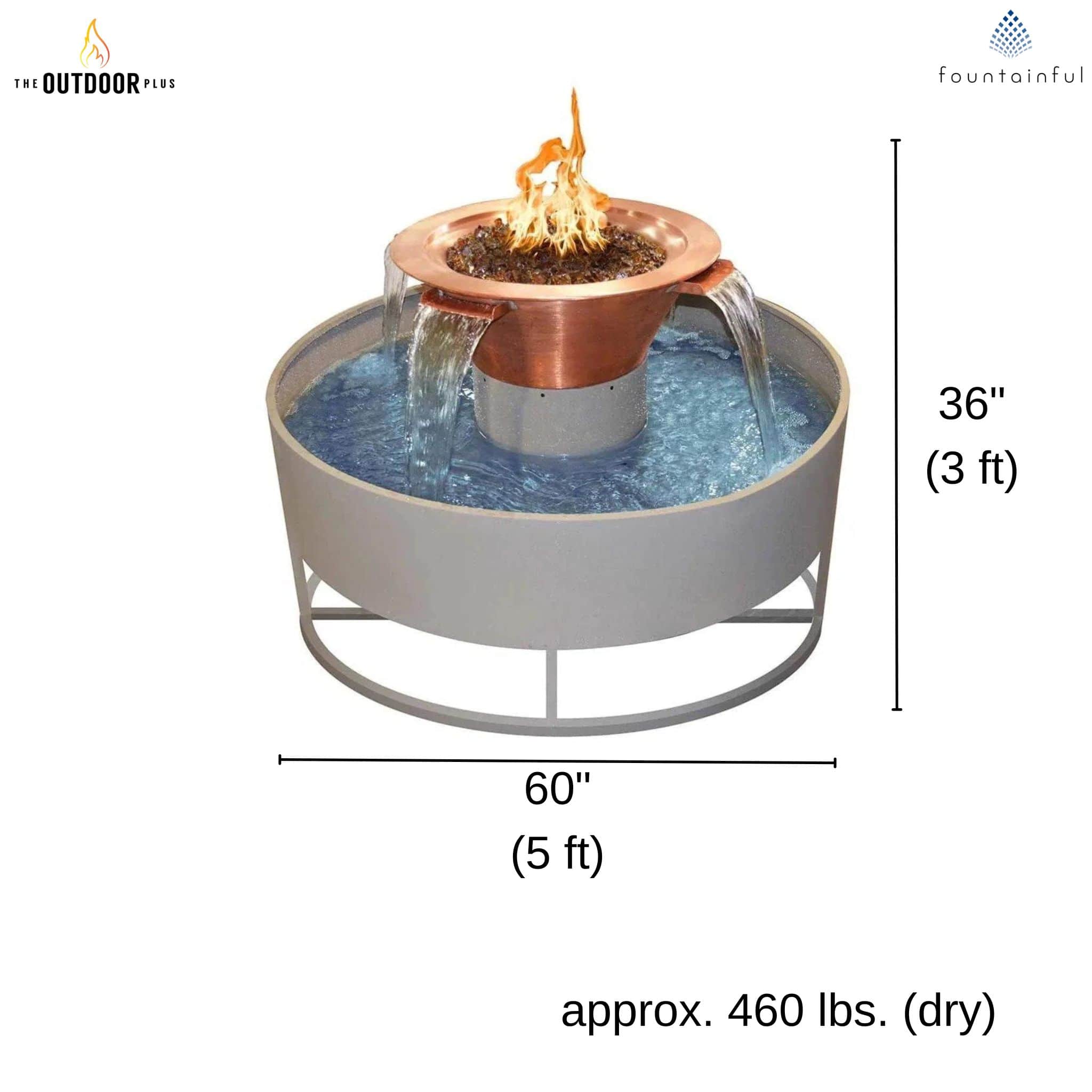 Olympian 4-Way Spill Round Fire & Water Fountain - Outdoor Plus