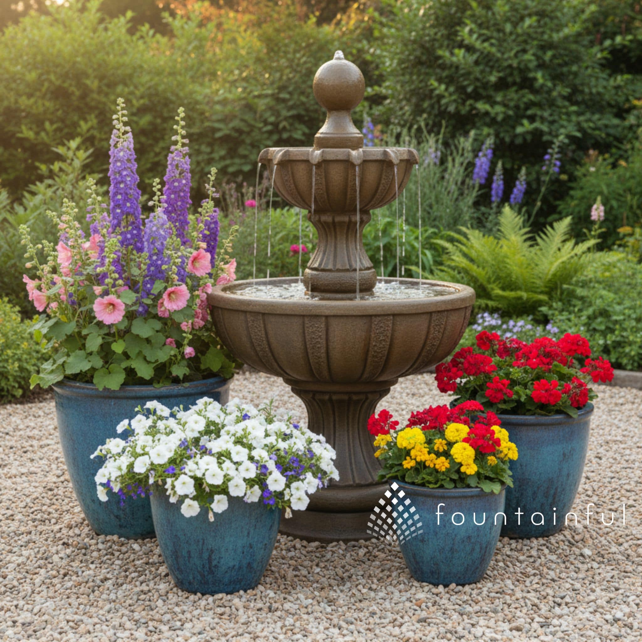 Torino 2-Tier Concrete Fountain - Massarellis #3601