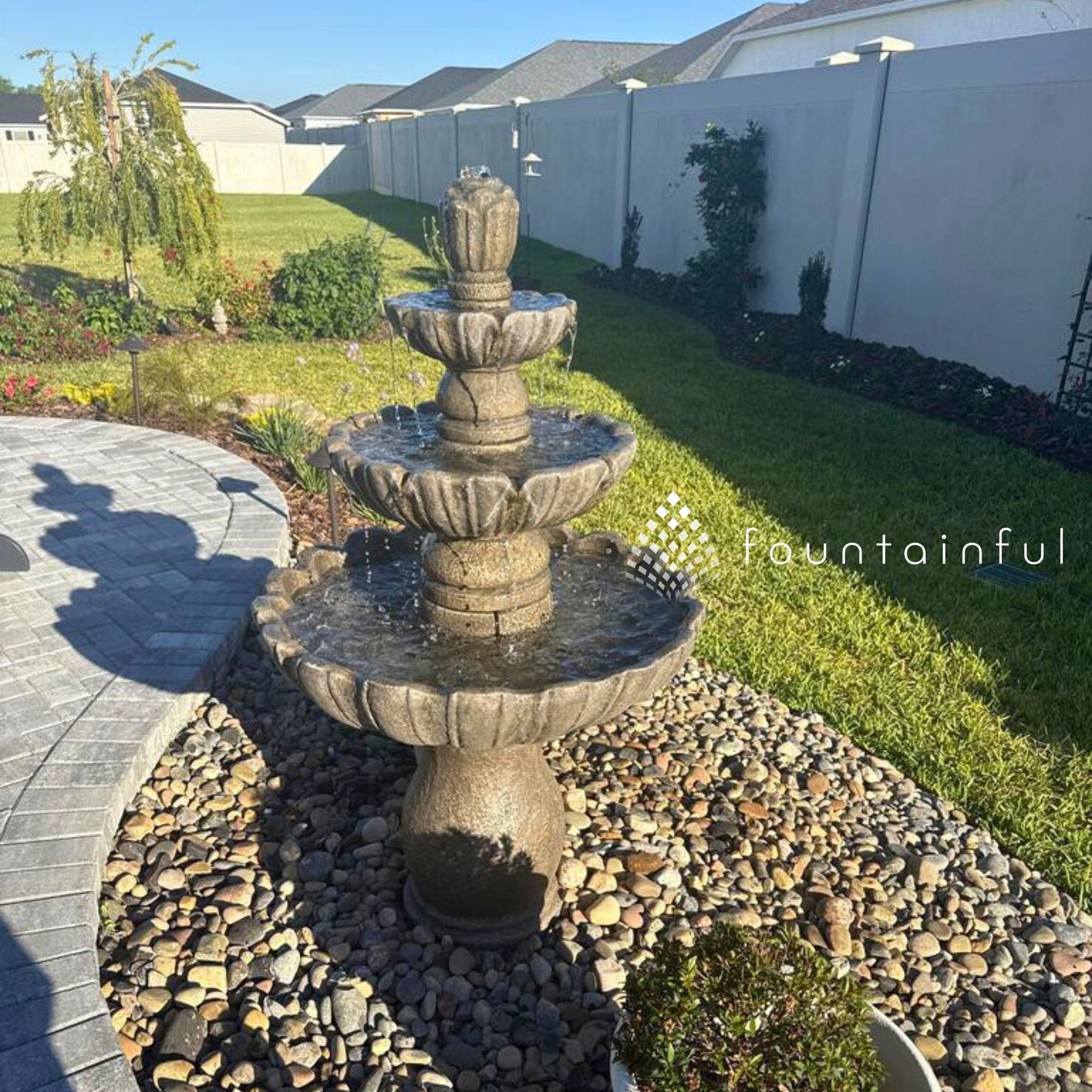Mirabella Scallop 3-Tier Concrete Fountain - Massarellis