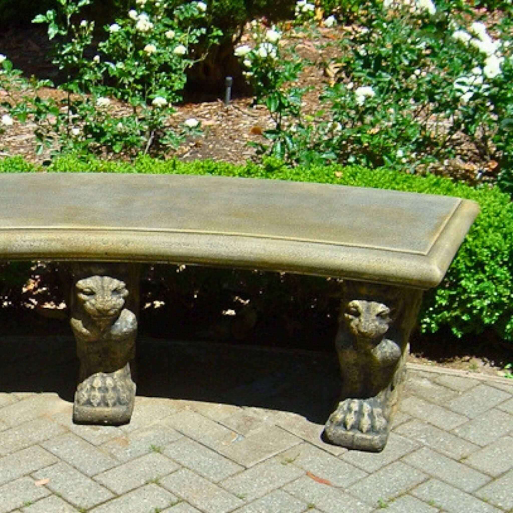 Gryphi Curved Concrete Garden Bench  - Giannini #575