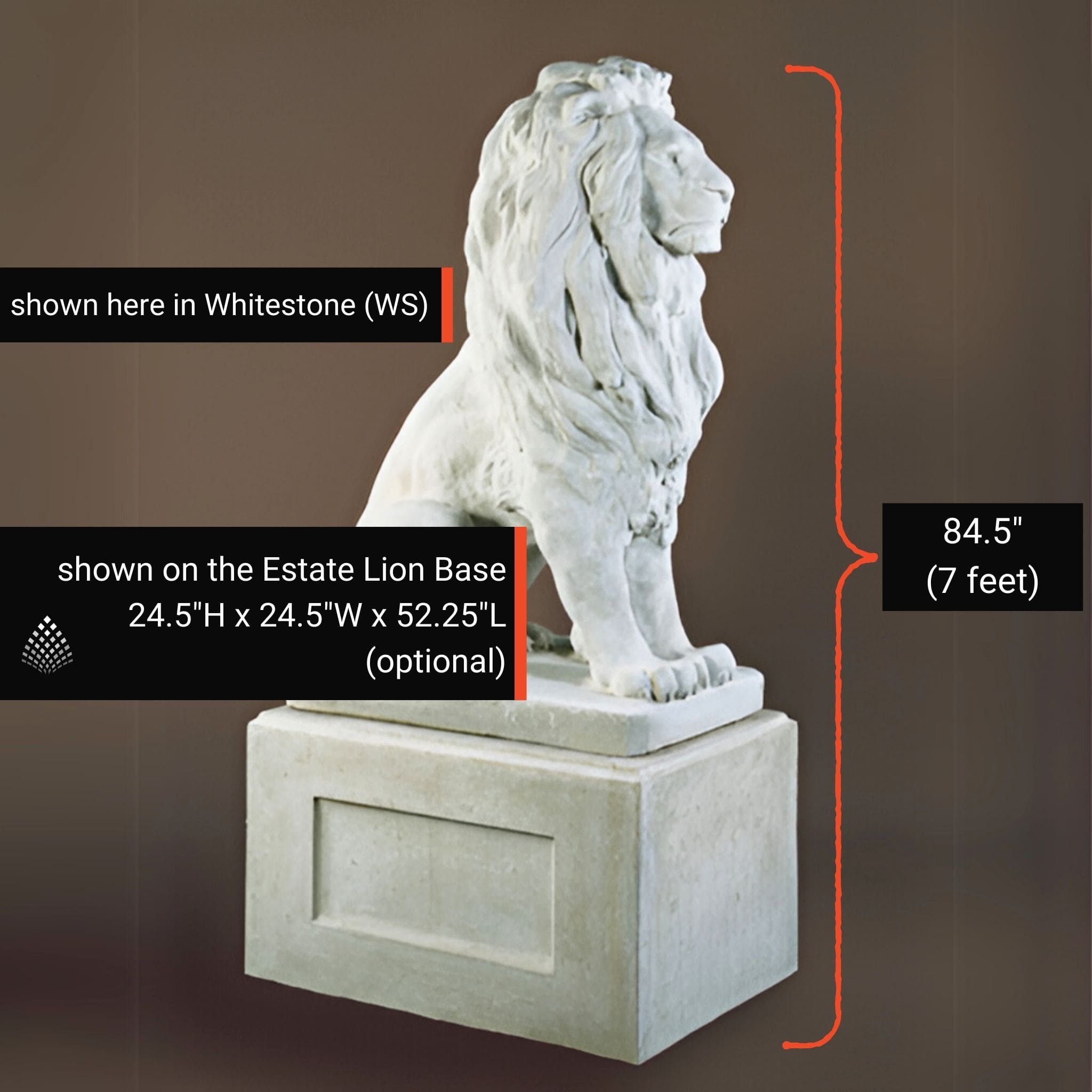 Estate Lion Concrete Garden Statue - Fiore #545