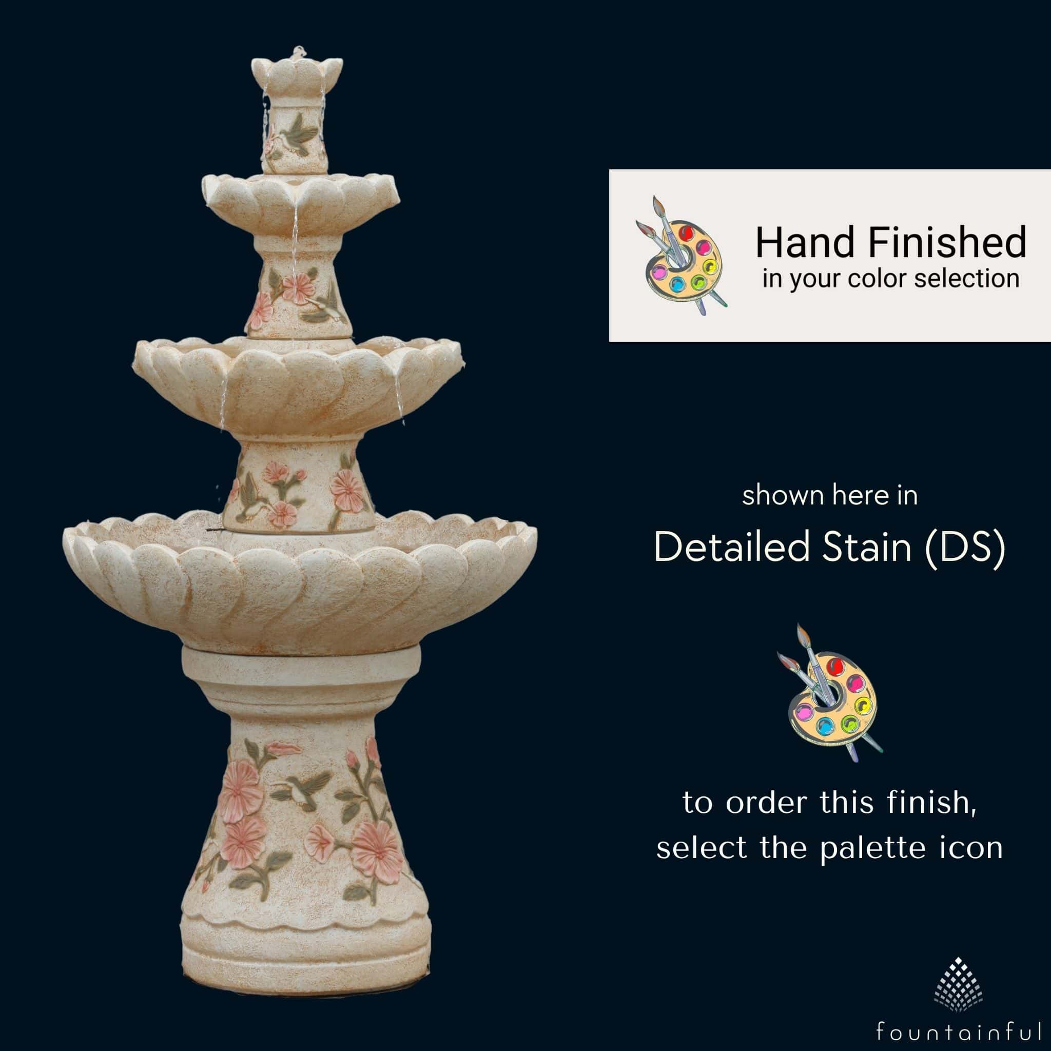 Hummingbird 4-Tier Concrete Fountain - Massarellis #3880