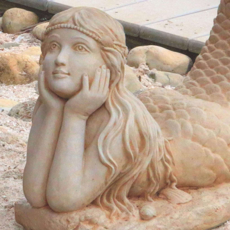 Mermaid 1-Piece Concrete Bird Bath - Massarellis