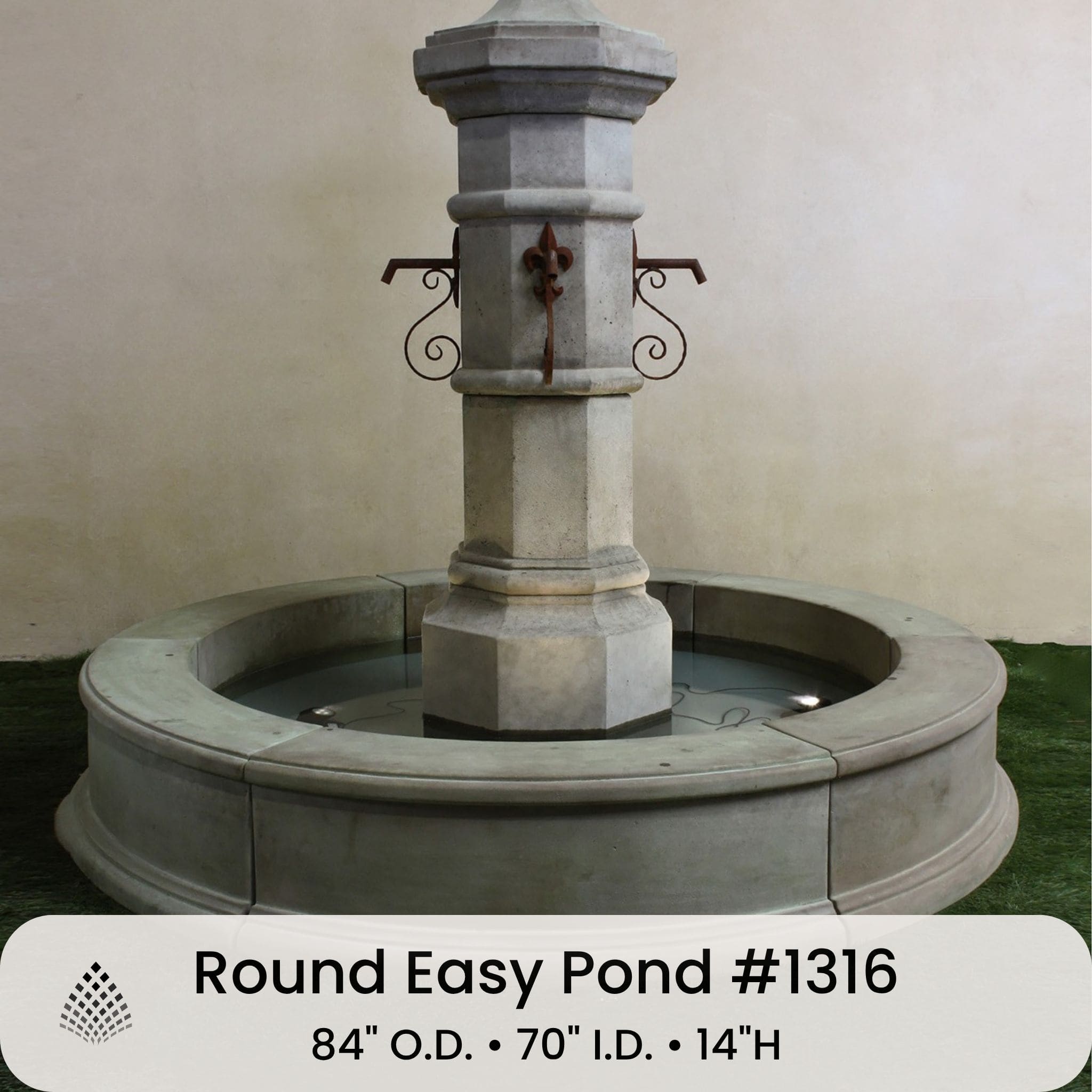 Octavia Concrete Courtyard Pond Fountain - Giannini #1600