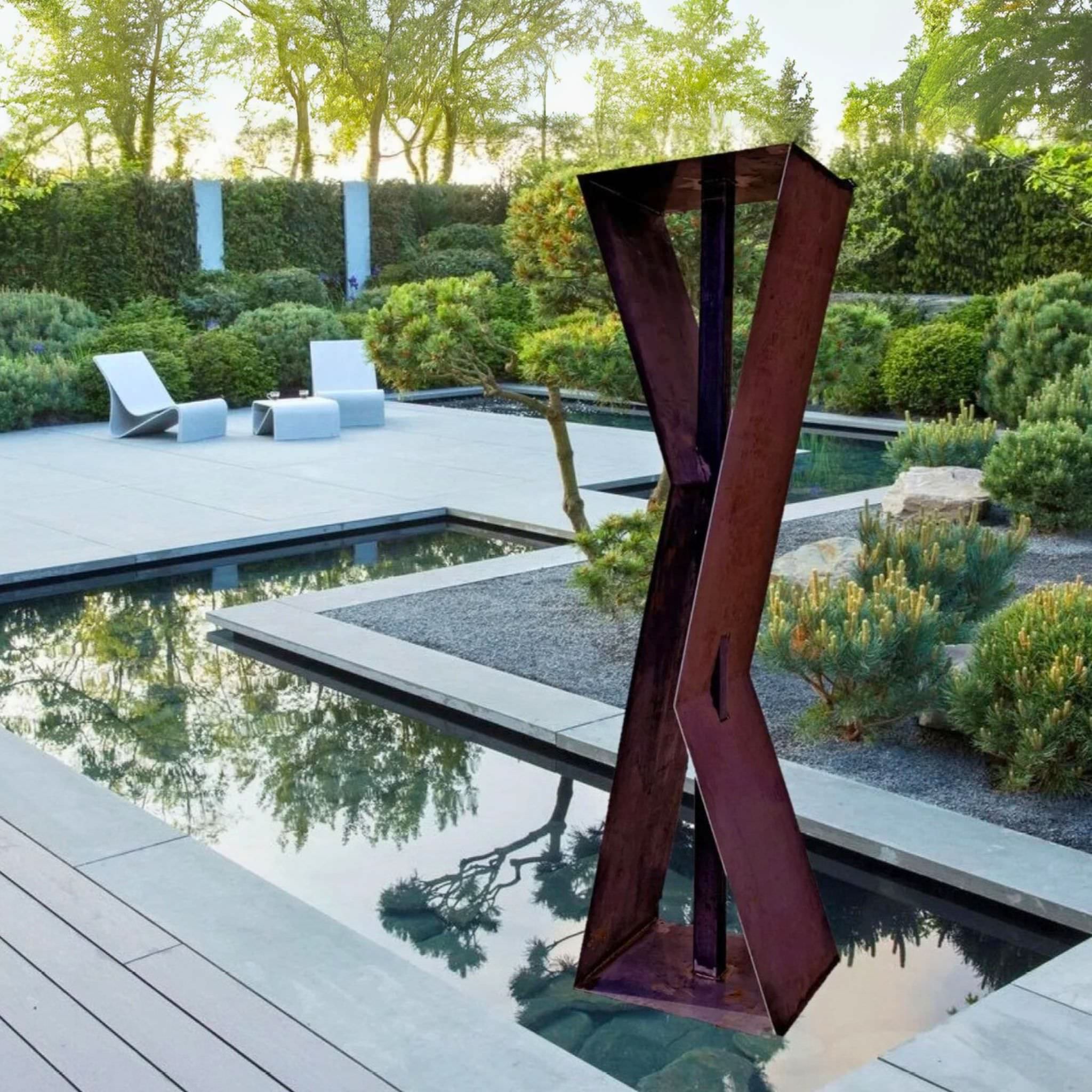 K2 Modern Fountain in Steel