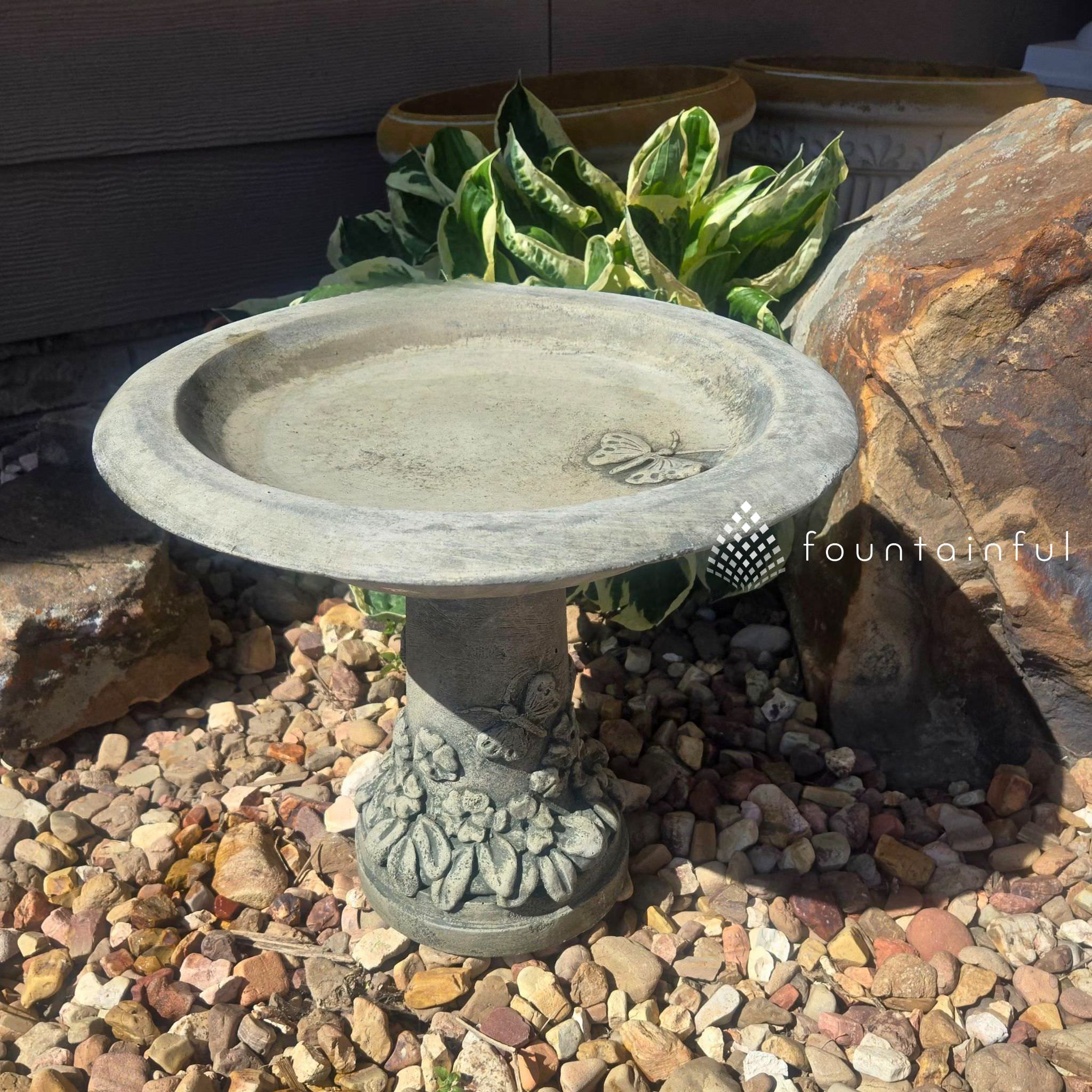 Spring Meadow Concrete Bird Bath - Campania #B169