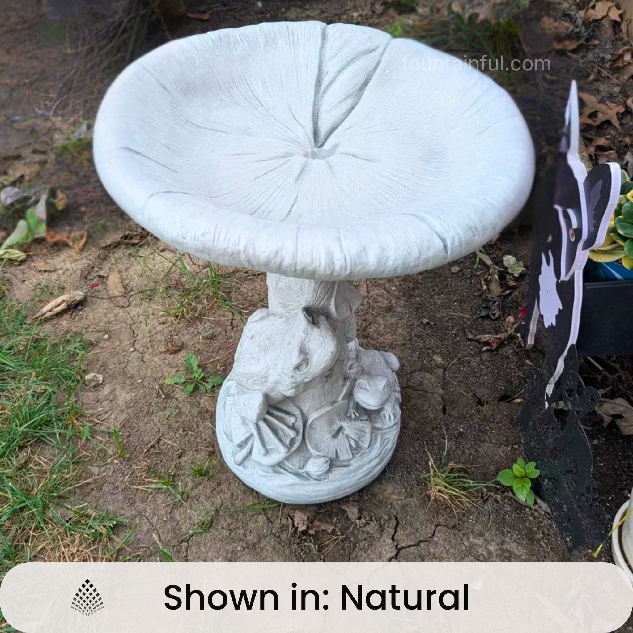 Frogs and Lilies Concrete Bird Bath - Massarellis #9750