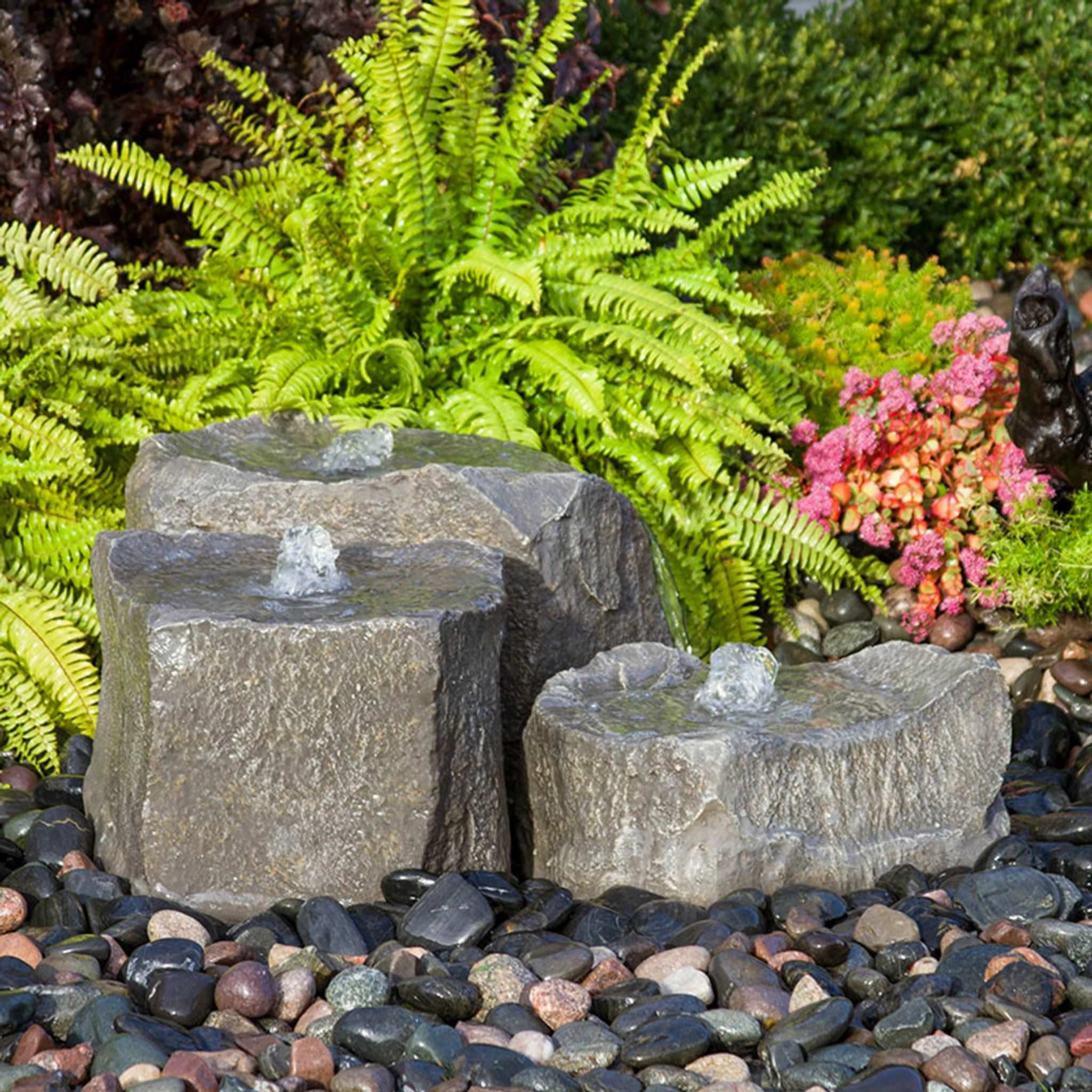 Triple Falls GFRC Boulder Fountain - Complete Kit - Blue Thumb