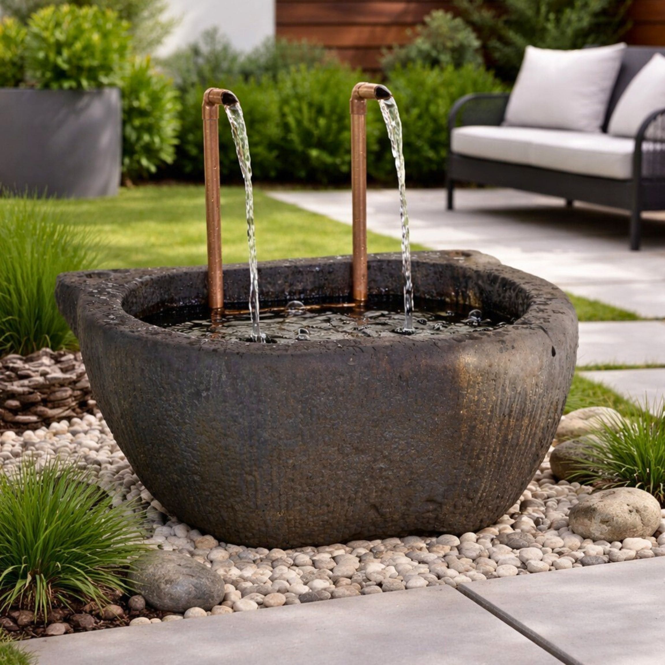 Angeles Concrete Trough Fountain - Giannini #1841