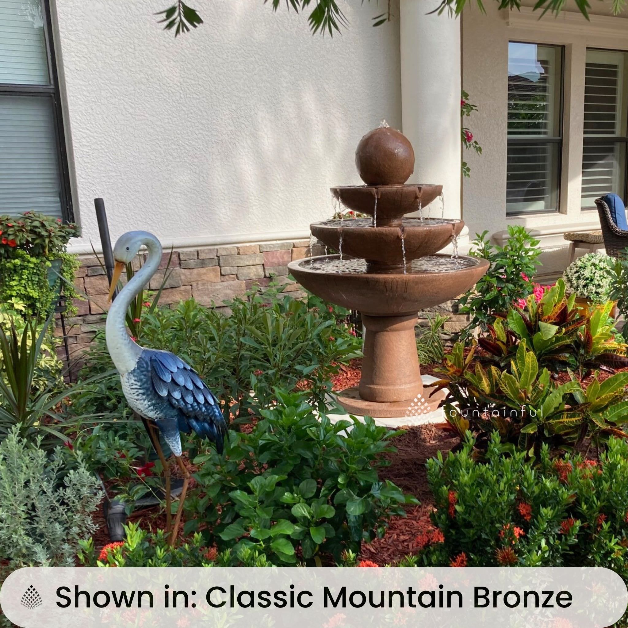 Tranquility Sphere 3-Tier Concrete Fountain - Massarellis #3696