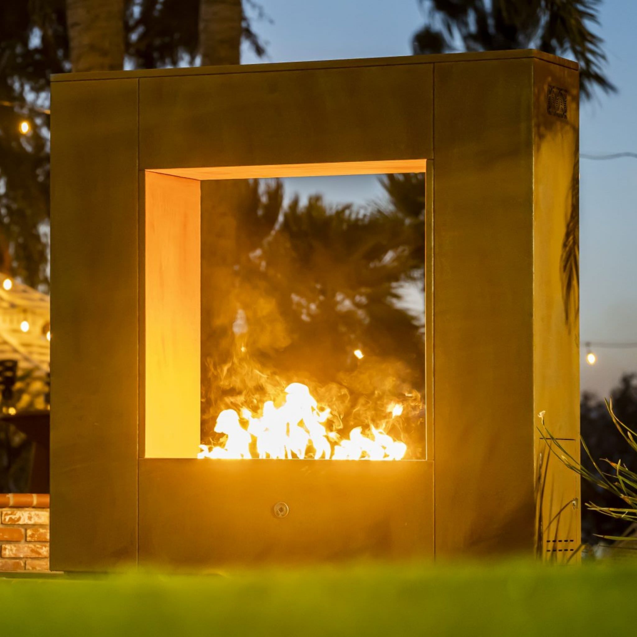 The Williams Gas Fireplace in Luxury Metals - Outdoor Plus