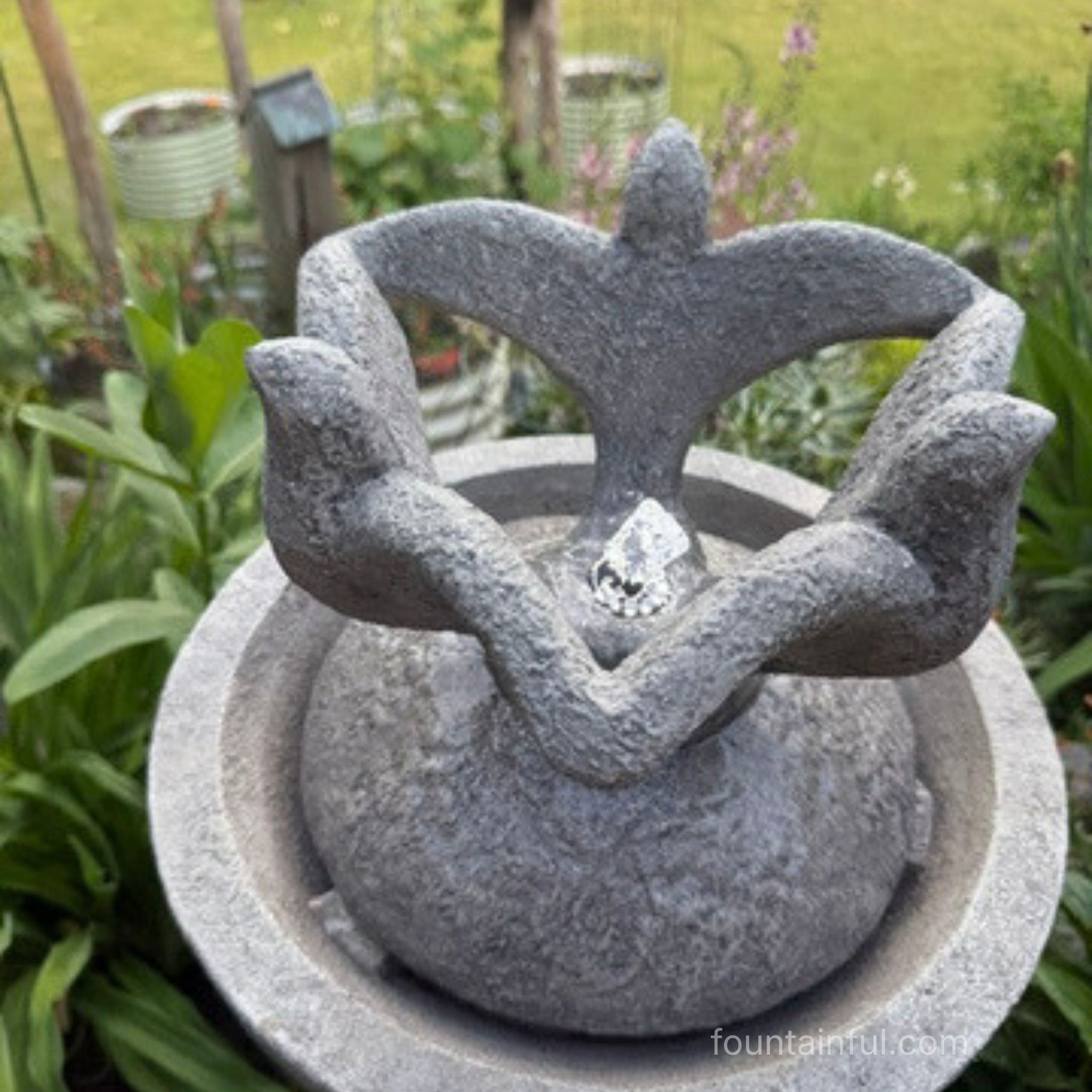 Three Doves Concrete Fountainette w/Lights - Massarellis #3916