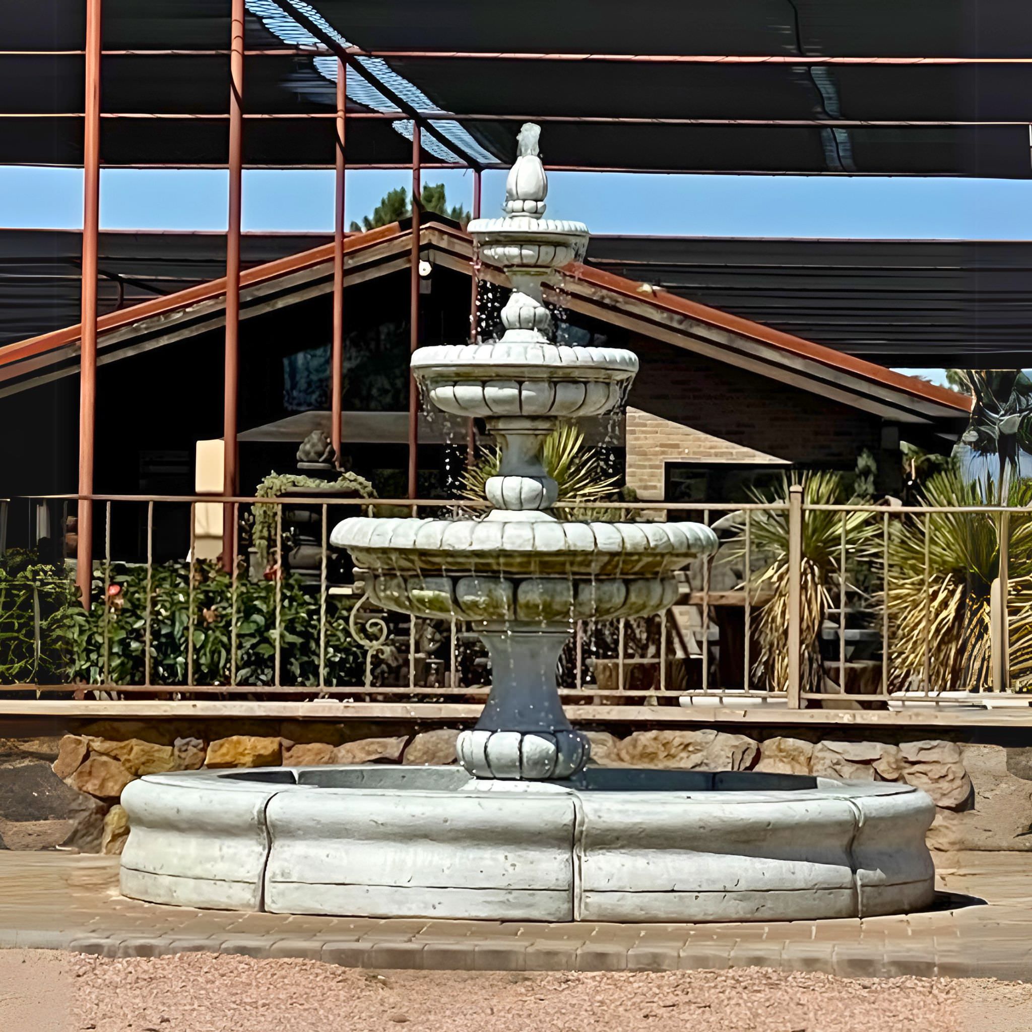Pioggia 3-Tier Concrete Fountain with Basin - Fiore Stone