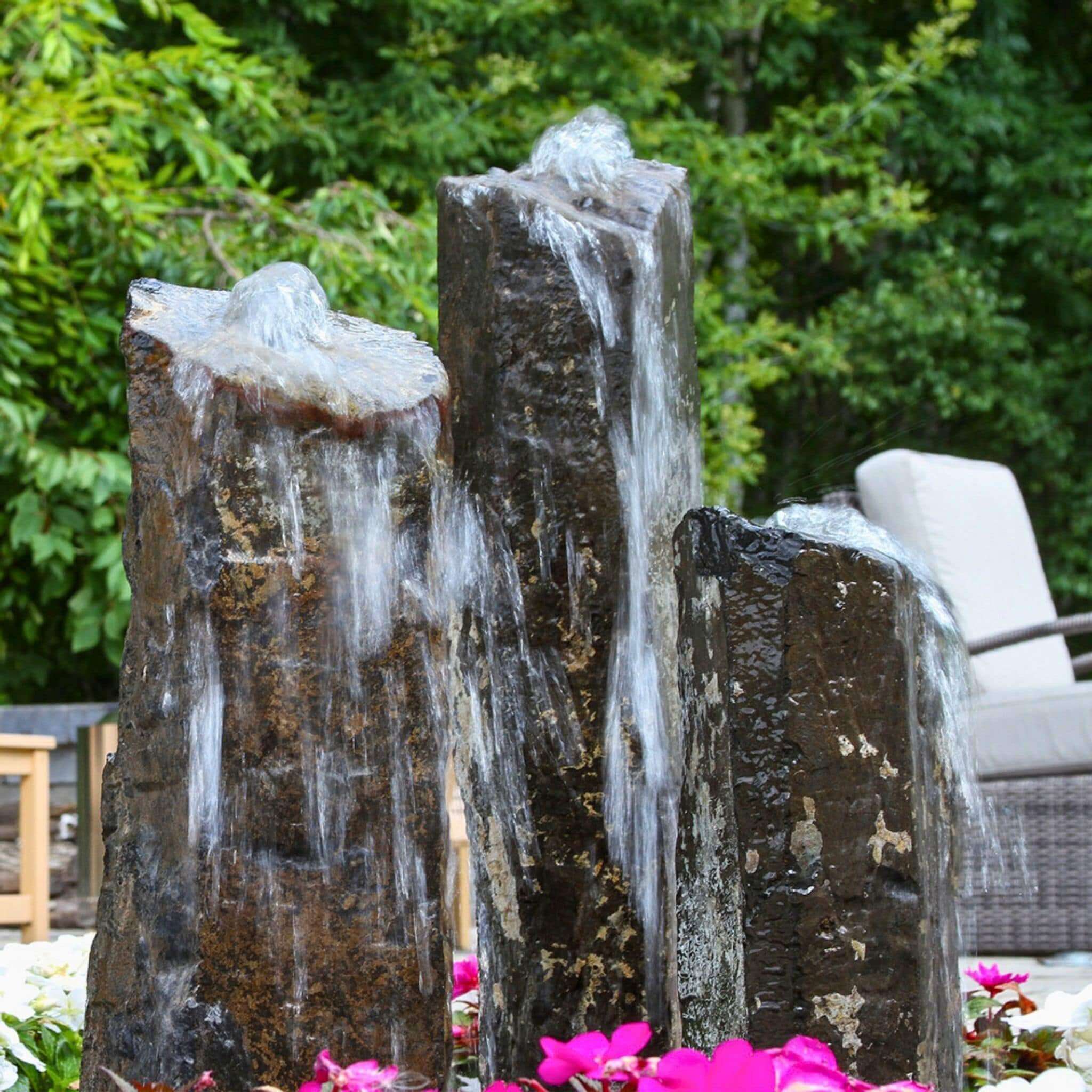 Rustic Basalt 3-Column Fountain - Complete Kit - Blue Thumb