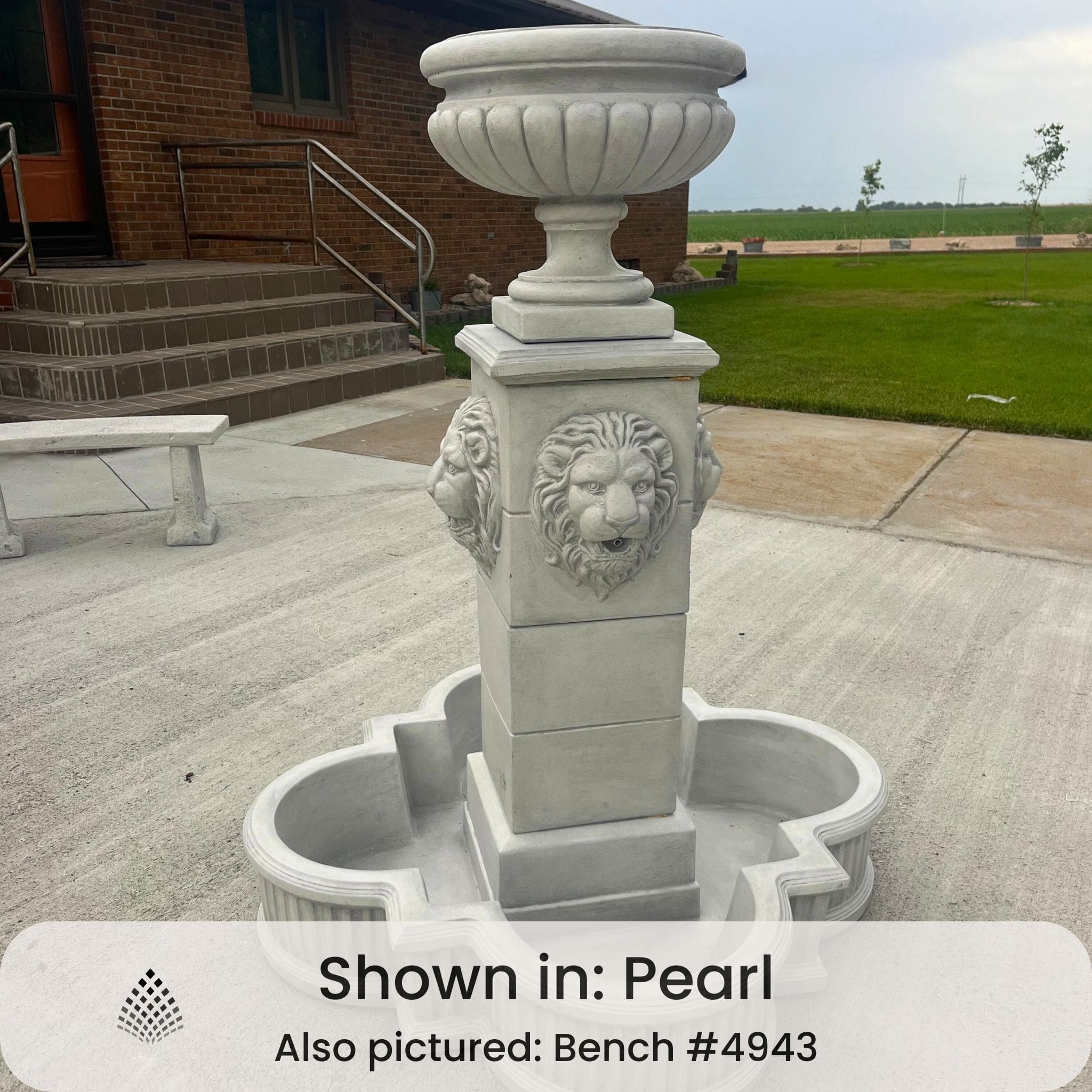 Milano Urn & Lion Concrete Fountain - Massarellis #3488