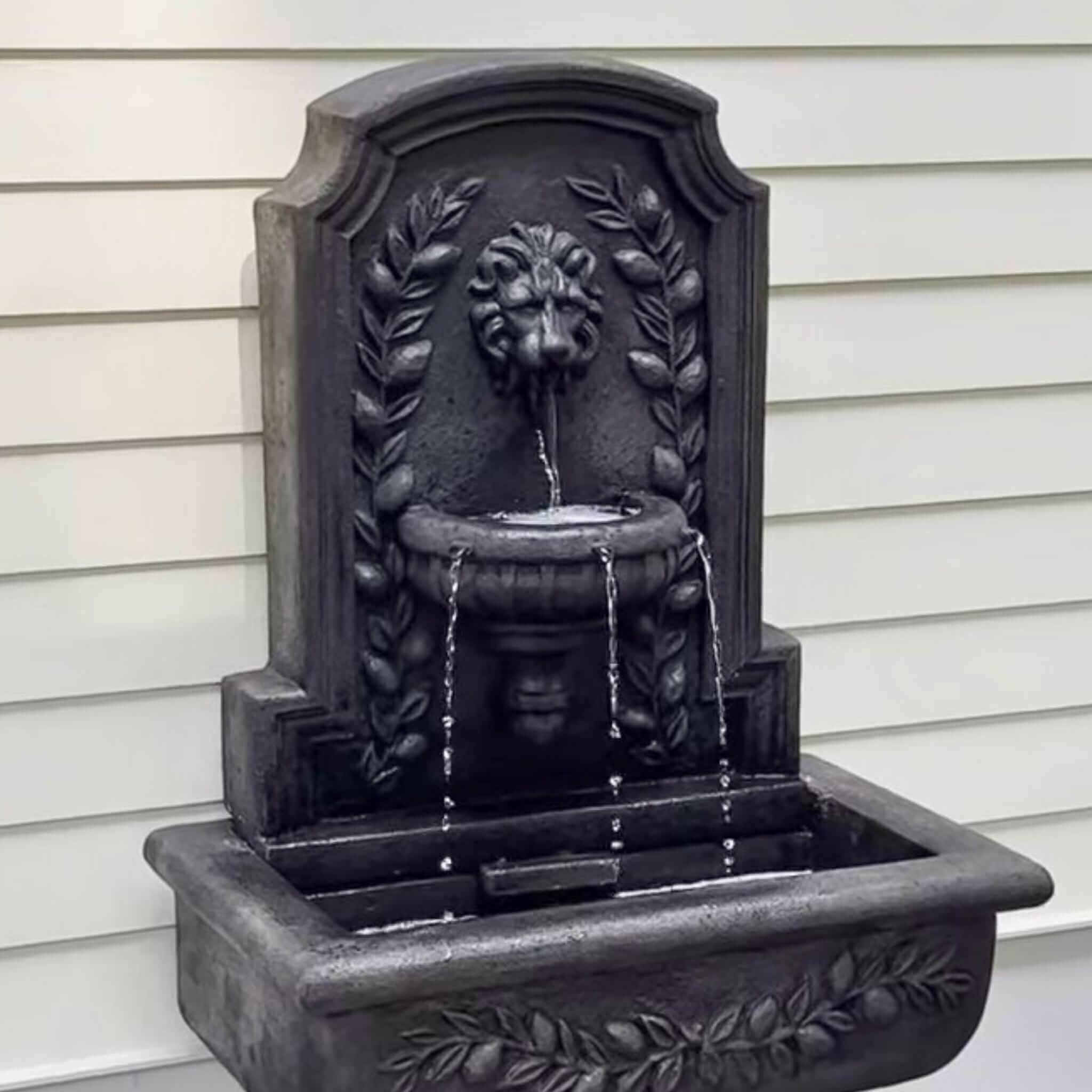 Sorrentine Lion Head Concrete Wall Fountain - Giannini Garden