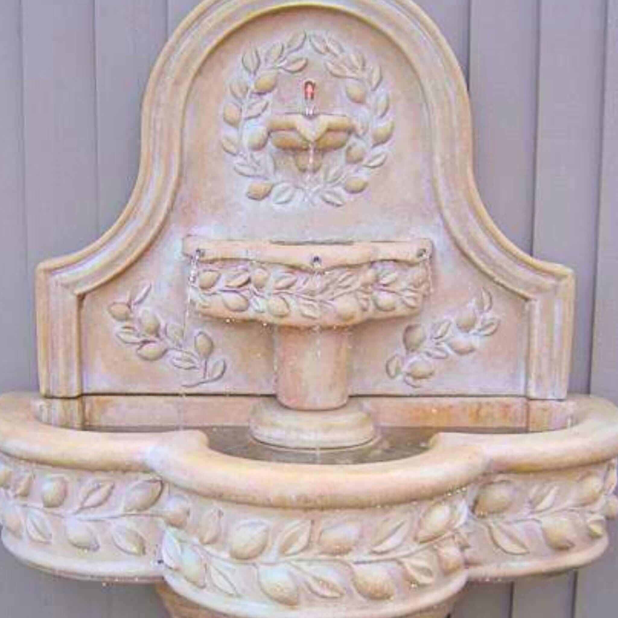 Deruta Lemon 3-Tier Wall Fountain - Giannini Garden Ornaments