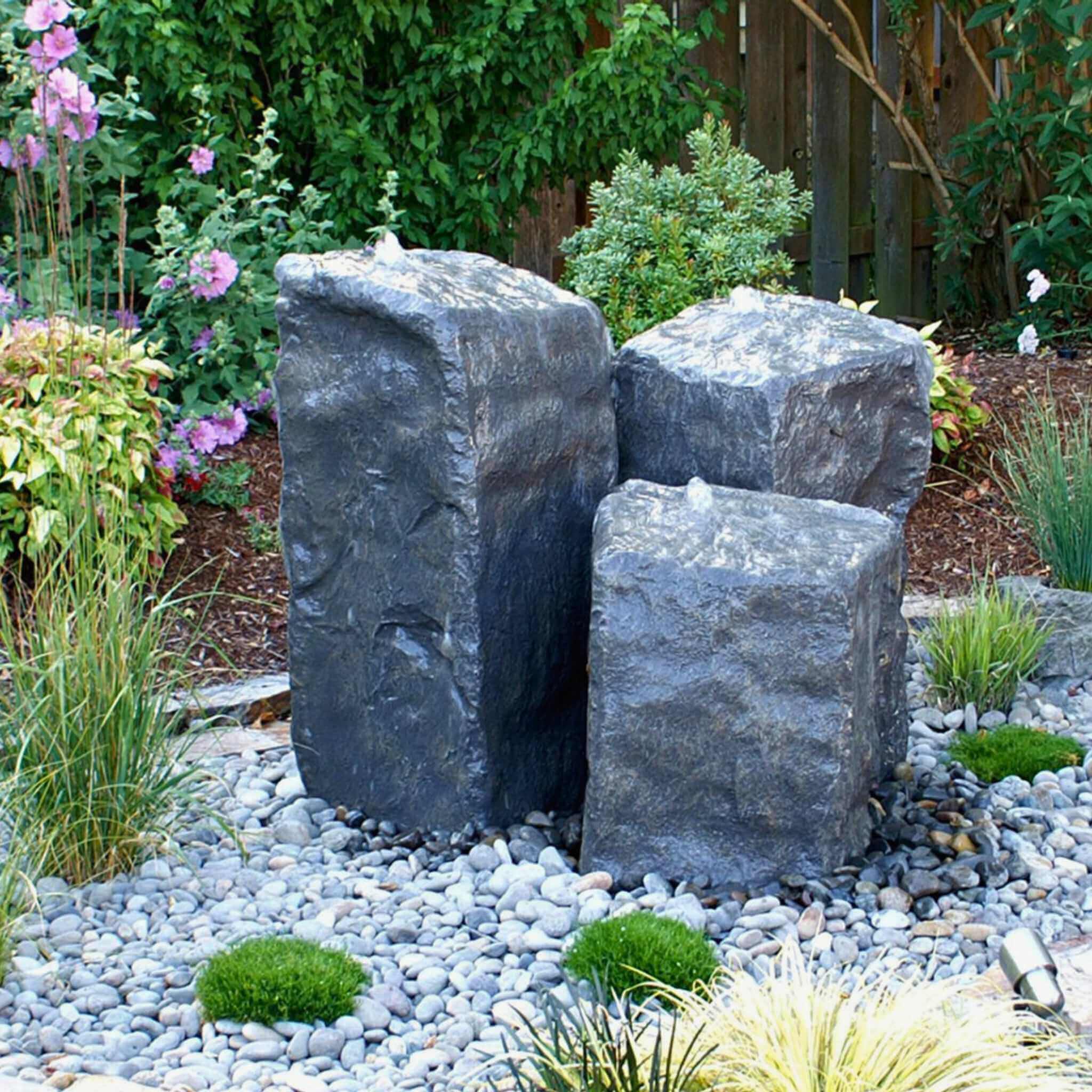 "Watershed" 3-Boulder GFRC Fountain - Complete Kit - Blue Thumb