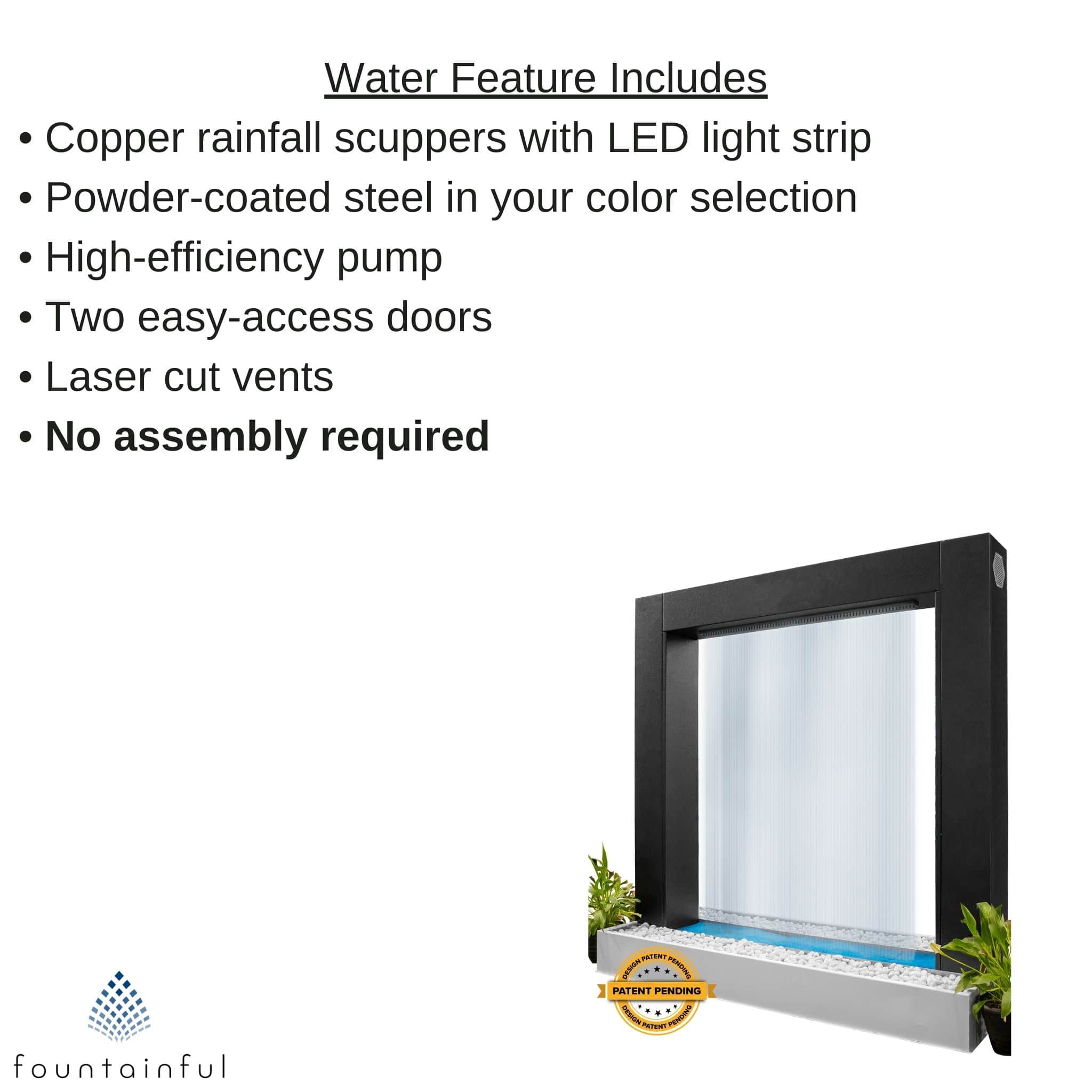 Paradise Falls Rain Curtain Steel Water Feature - Outdoor Plus