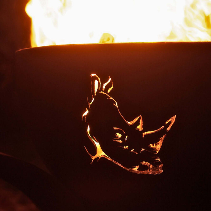 "Africa's Big Five" Wood Burning Fire Pit in Steel - Fire Pit Art