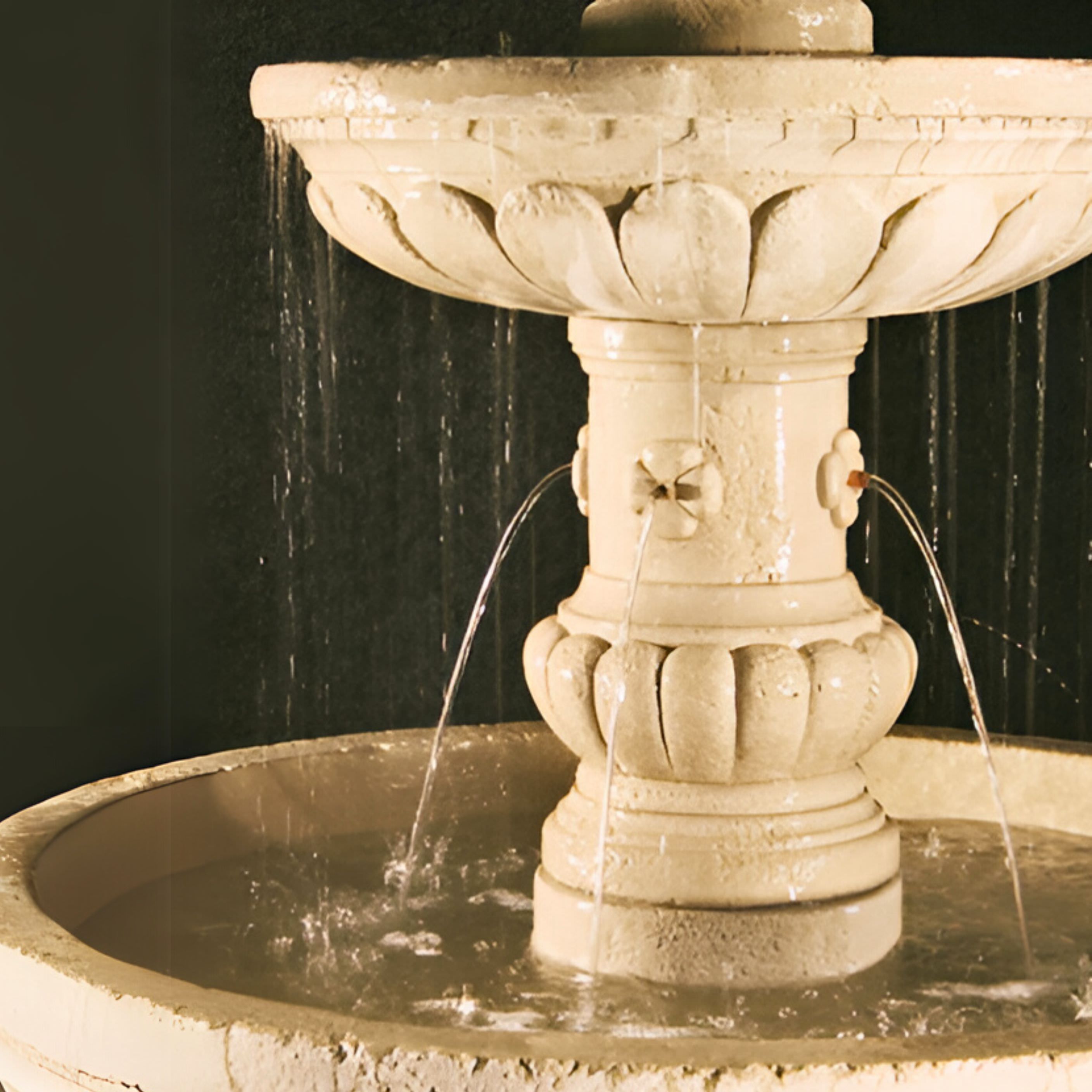 Mediterranean 3-Tier Concrete Pond Fountain - Fiore #LG134FRG