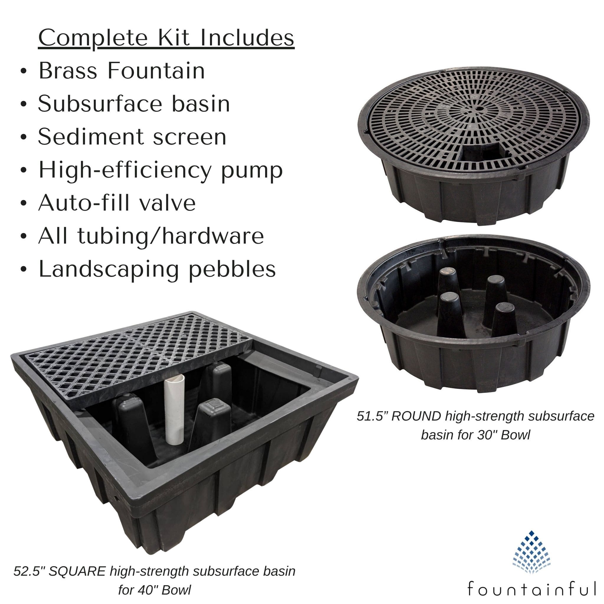 Brass Reflection Bowl Fountain - Complete Kit - Blue Thumb