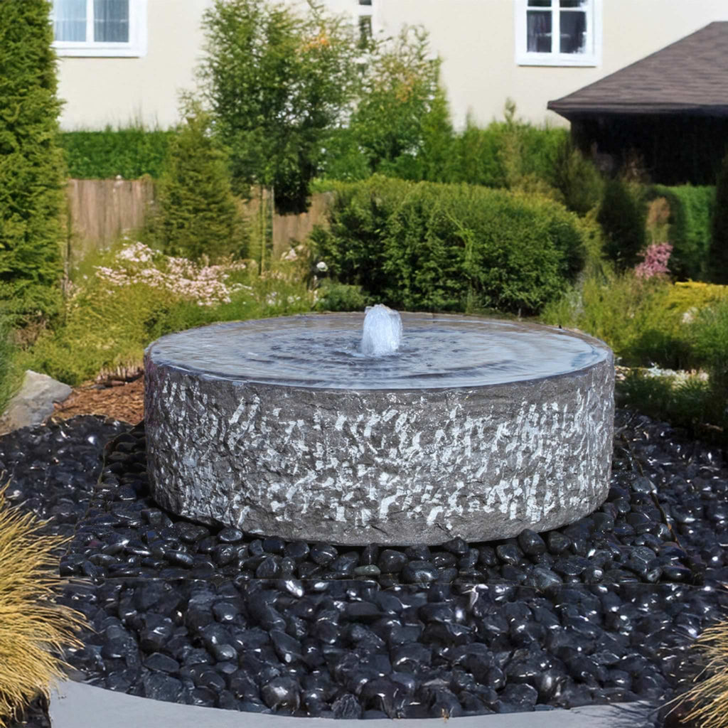 Water Rounded Basalt Basalt Yoshida Large Round Block Fountain - Blue Thumb