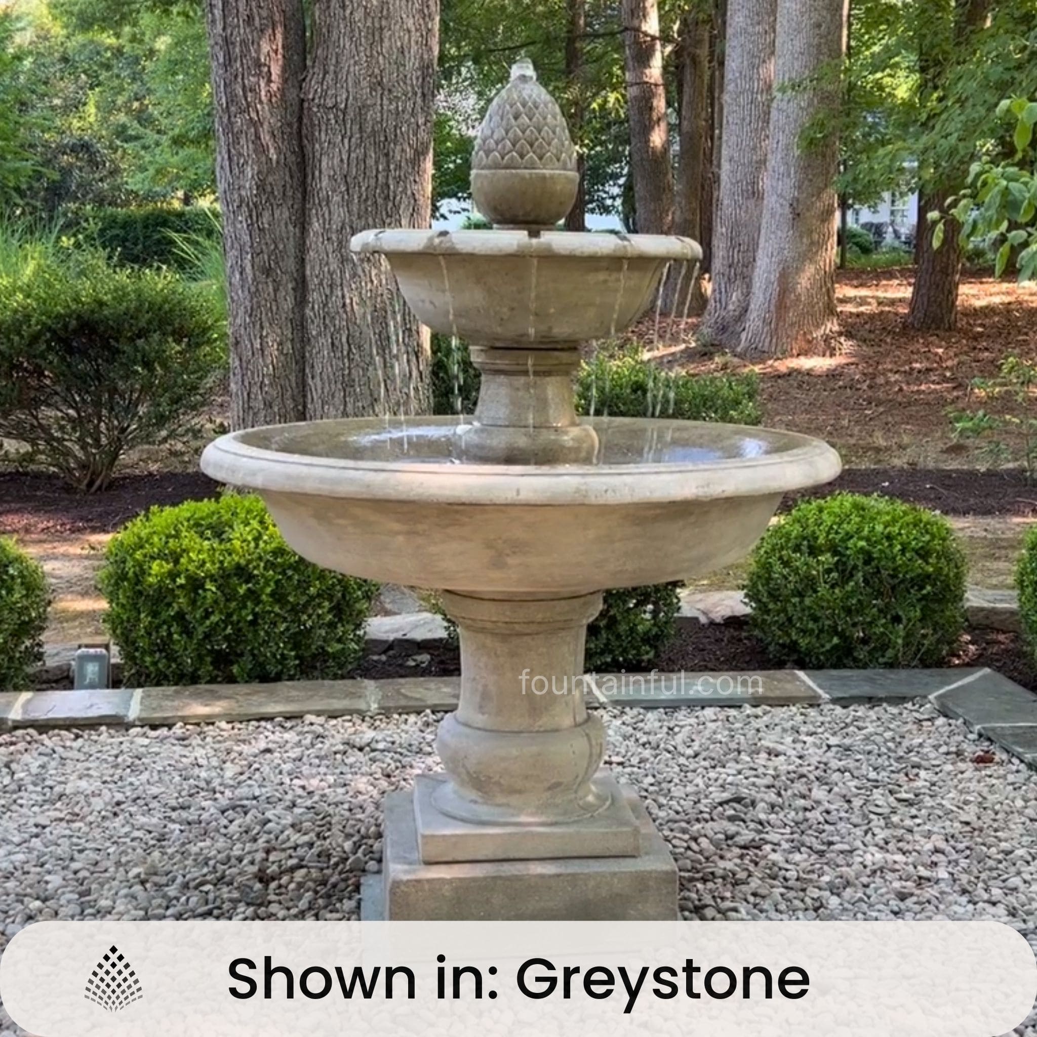 Campania Wiltshire 2-Tier Fountain in Greystone. Model #FT-305
