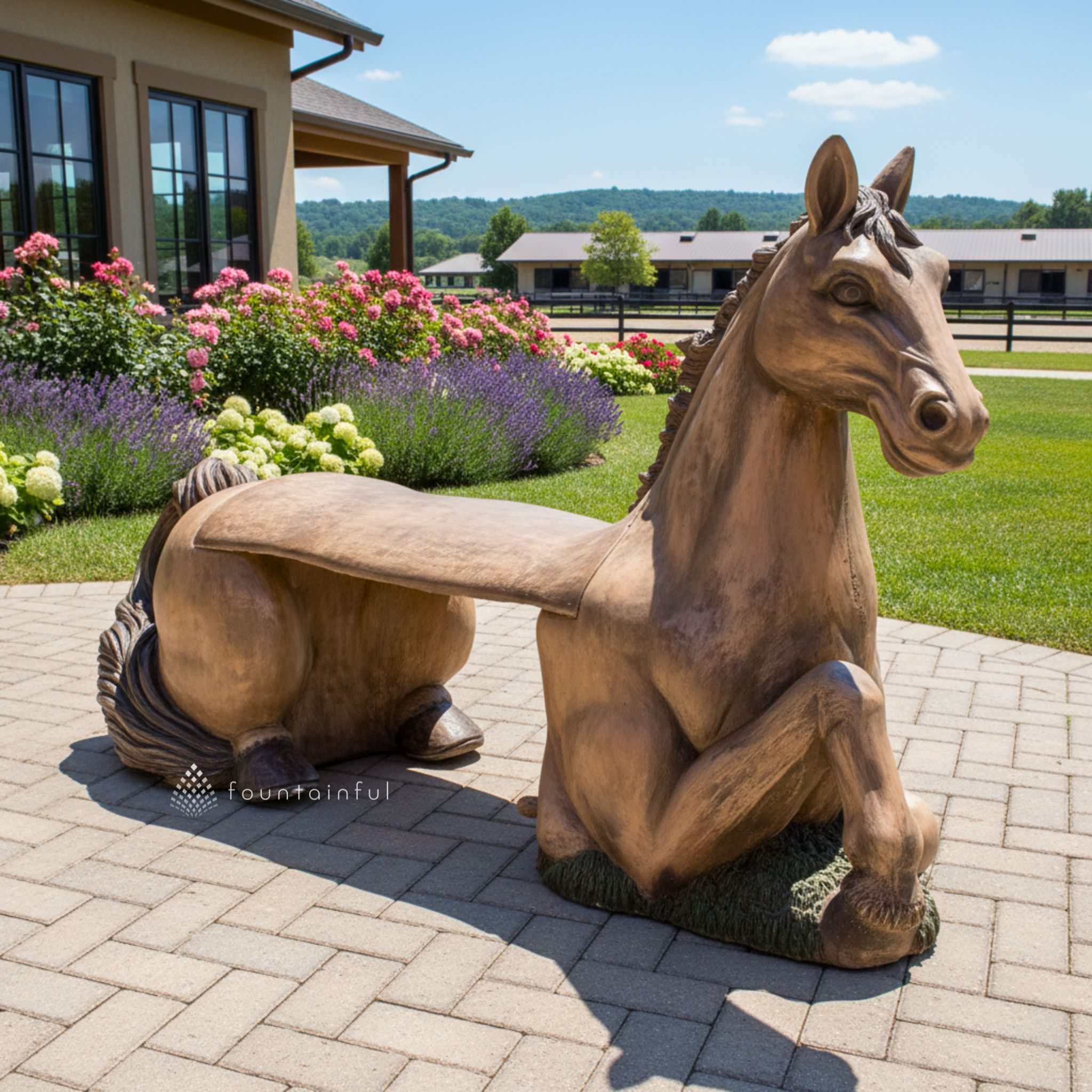 Horse Concrete Garden Bench