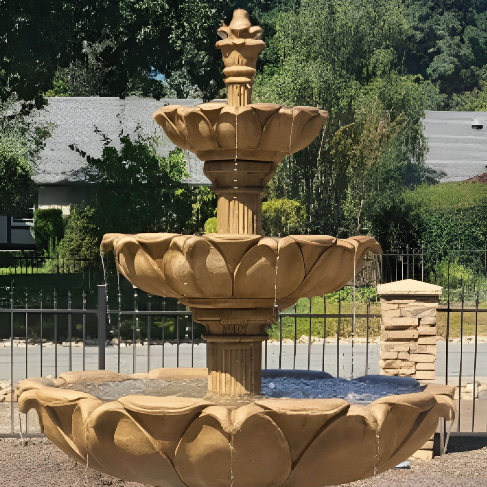 Acquarossa 3-Tier Pond Concrete Fountain - Giannini #1201P