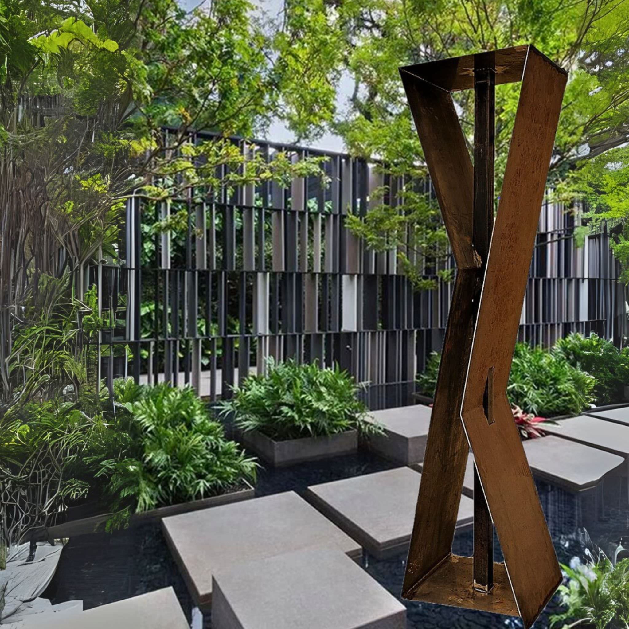K2 Modern Fountain in Steel