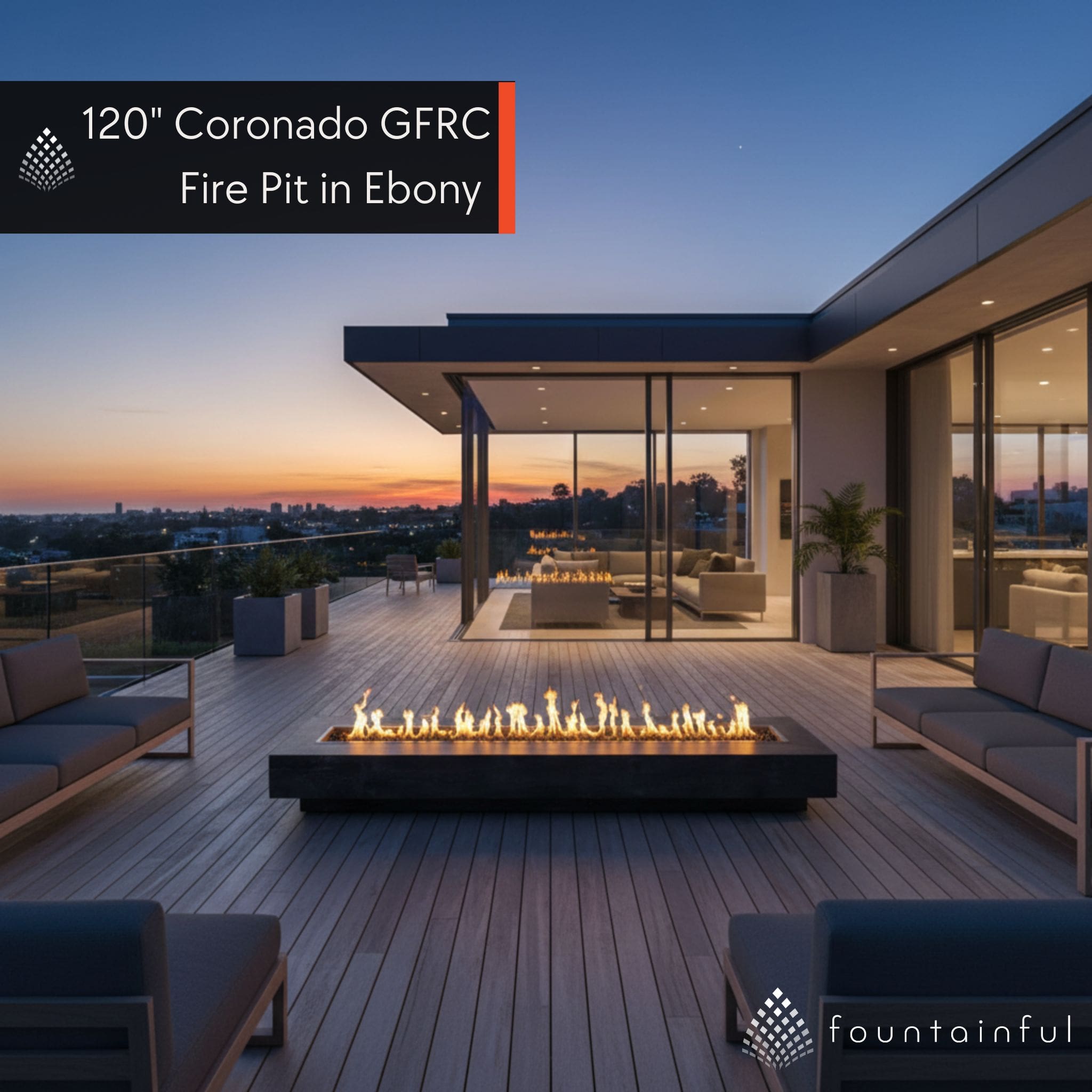 Coronado "Woodgrain" Concrete Gas Fire Pit - The Outdoor Plus