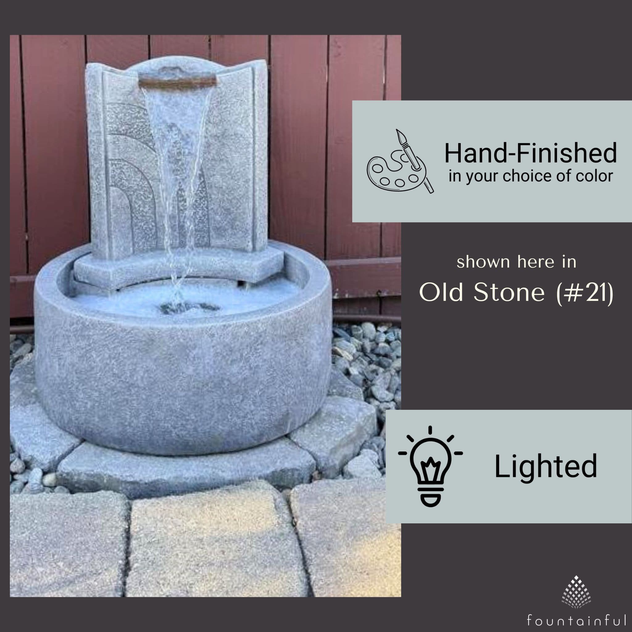 Lido Concrete Fountain w/Lights - Massarellis #3502