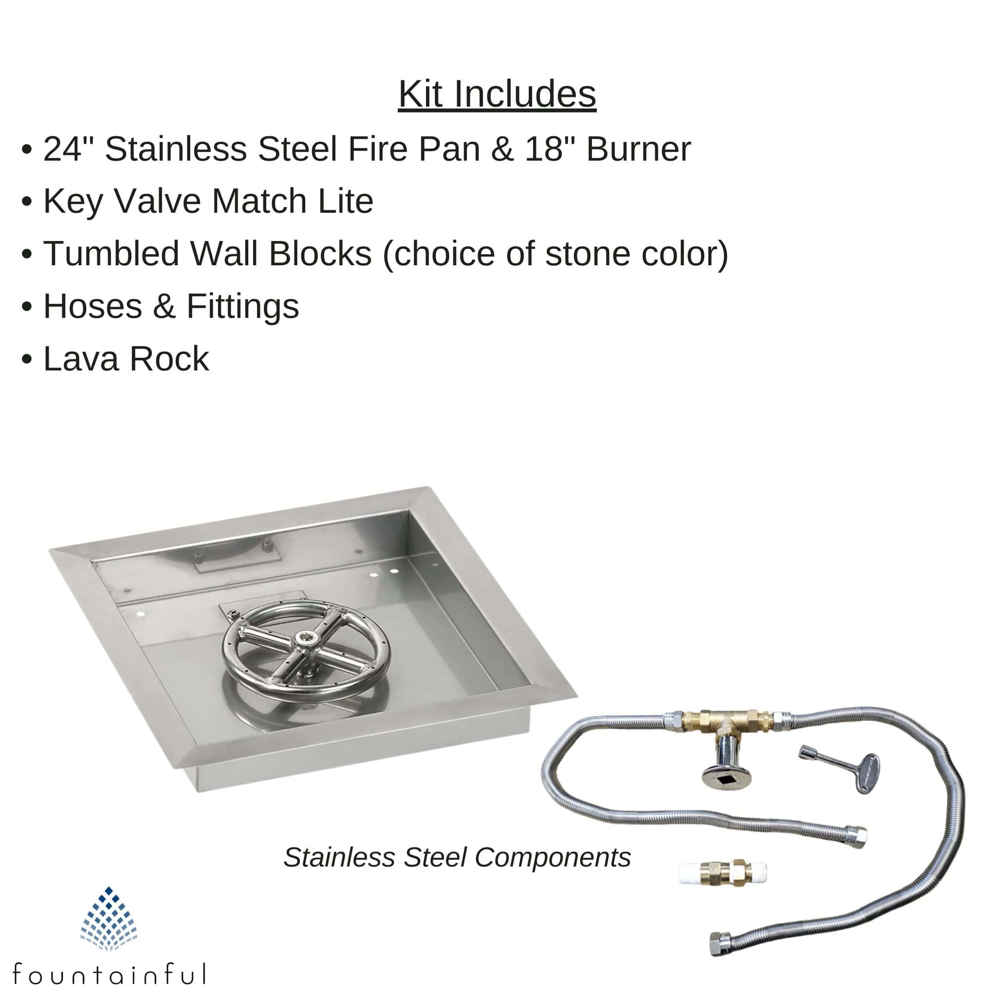 DIY Square Gas Fire Pit Kit