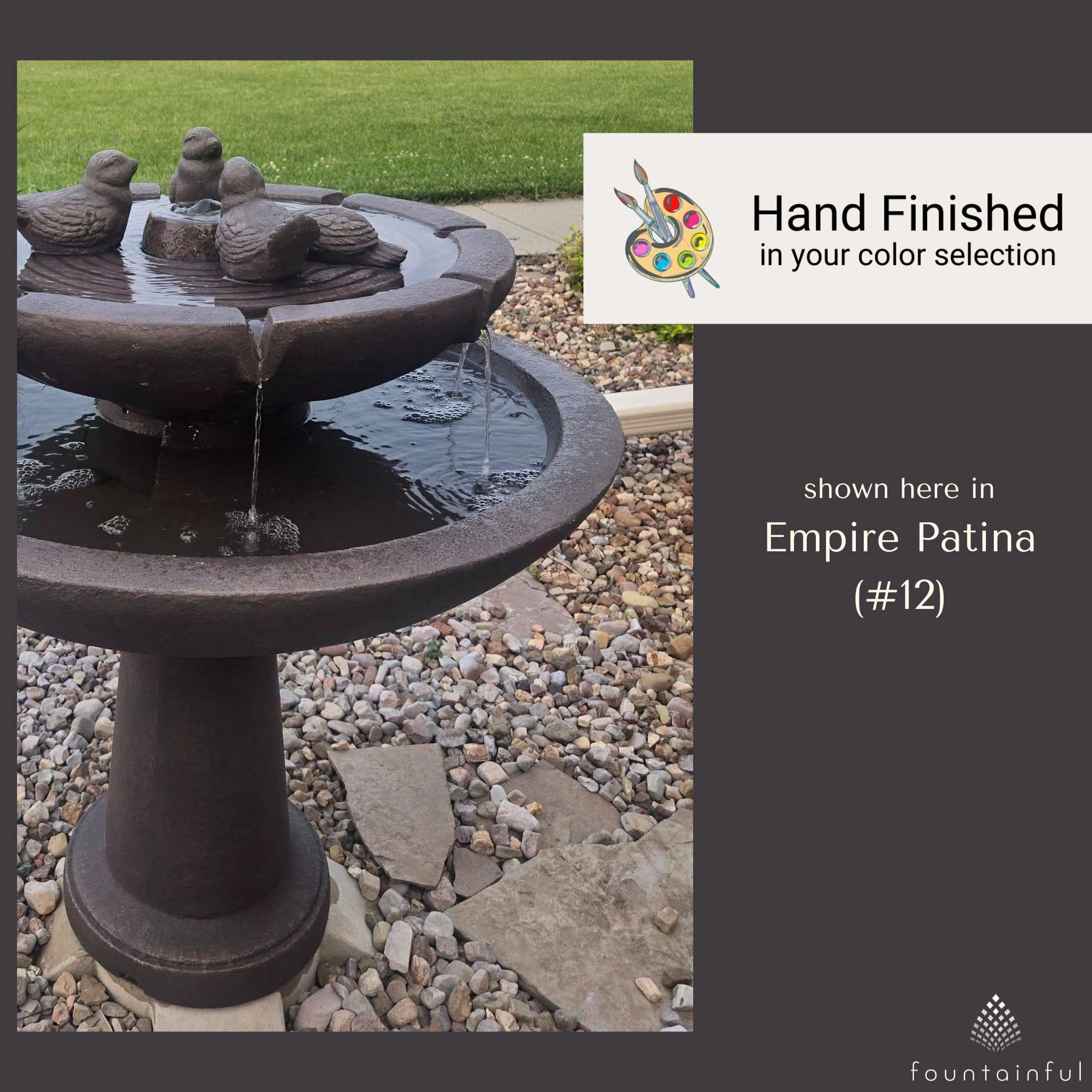 Tranquility Birds 2-Tier Concrete Fountain - Massarellis