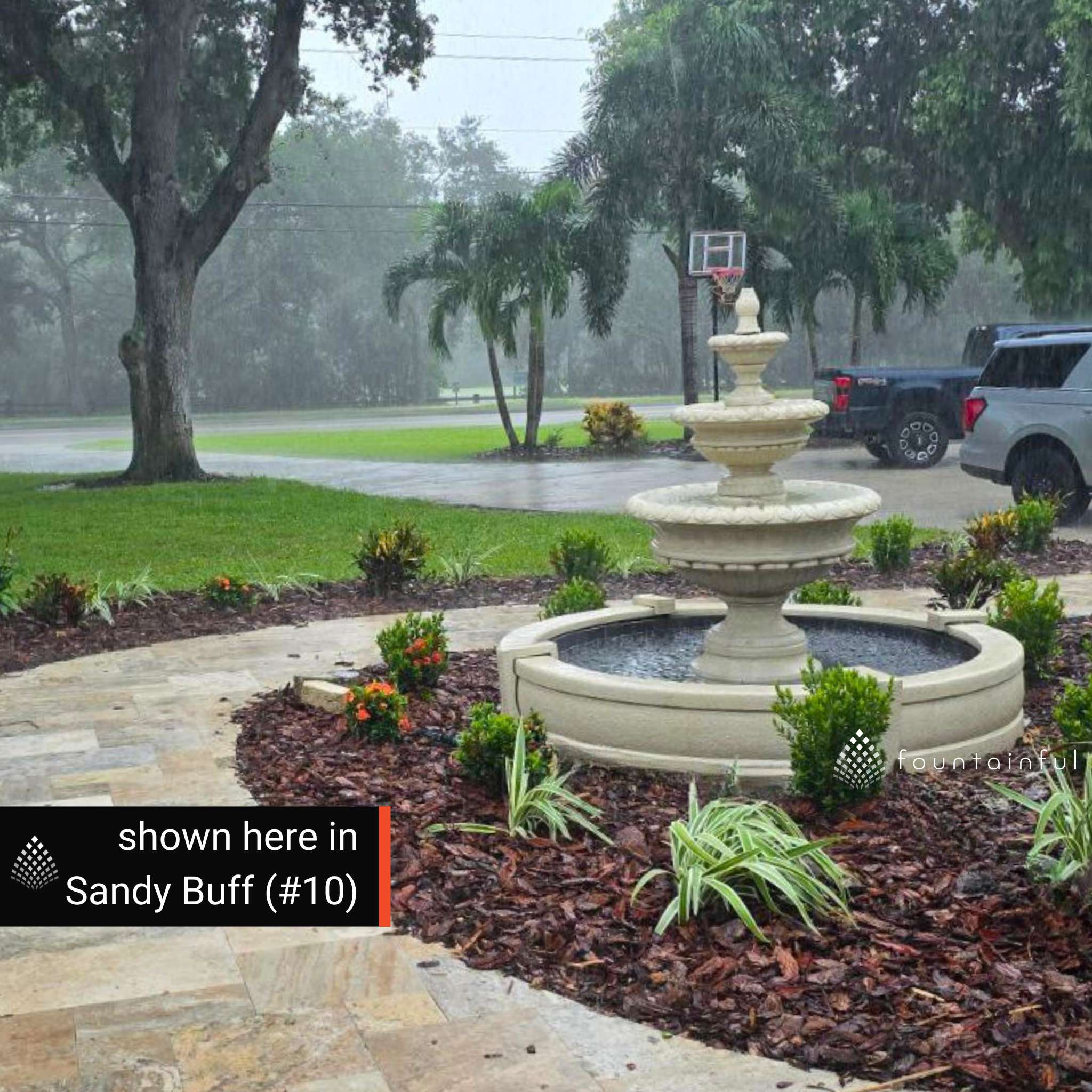 Chanticleer 3-Tier Concrete Fountain w/Pool - Massarellis #3722