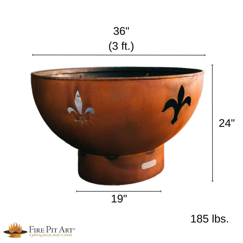 "Fleur de Lis" Wood Burning Fire Pit in Steel - Fire Pit Art