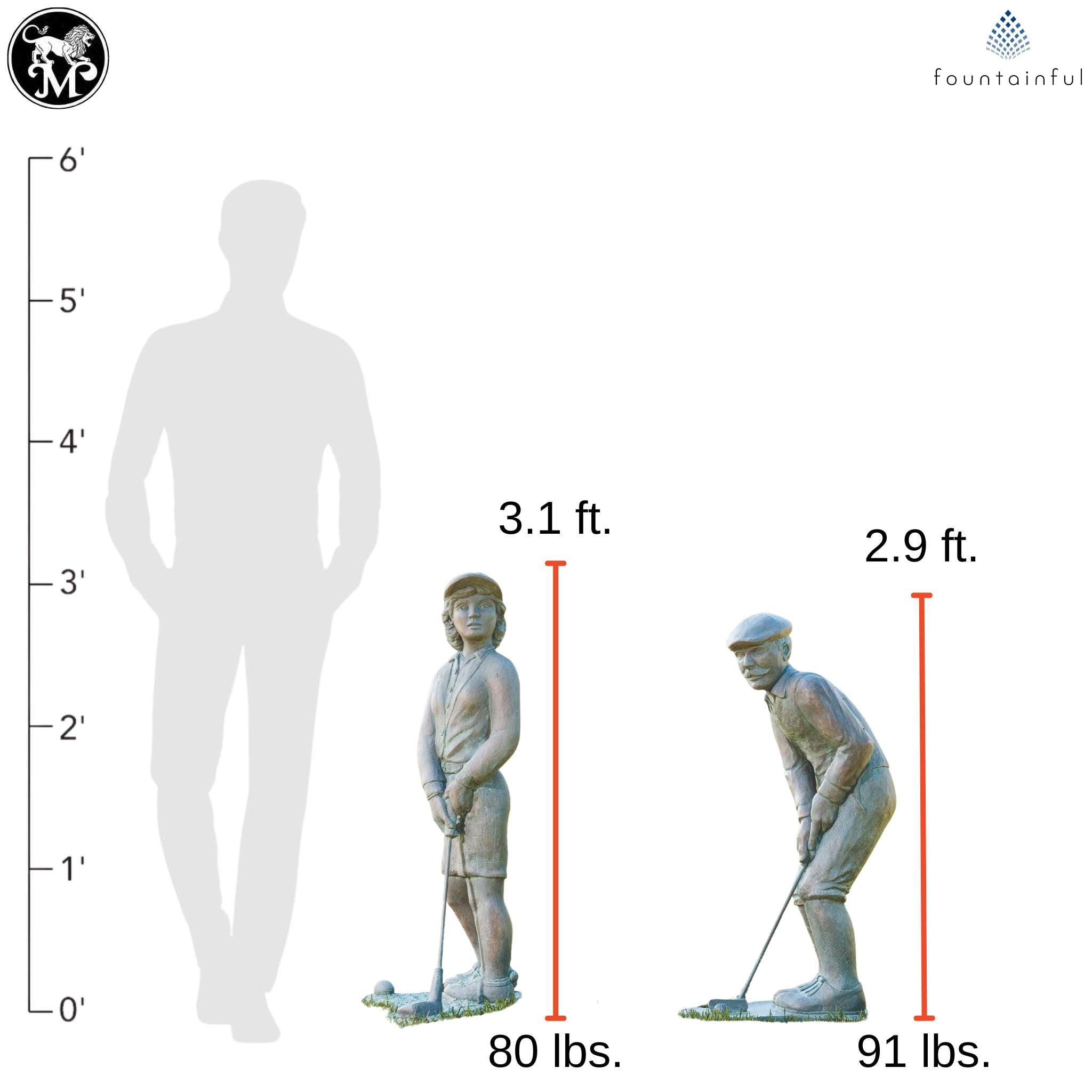 Nostalgic Golfer Man & Woman Garden Statues - Thumbnail 4