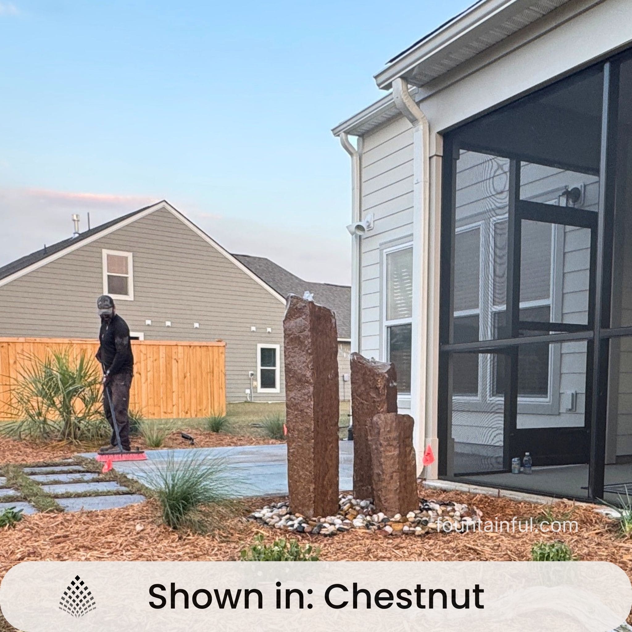 Triple "Basalt" GFRC 3-Boulder Fountain - Complete Kit - Blue Thumb